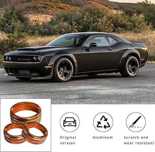 Miniatura 10 de 3 piezas de cubierta de botón de interruptor de aire acondicionado, anillos de aleación de aluminio compatibles con Dodge Challenger Durango