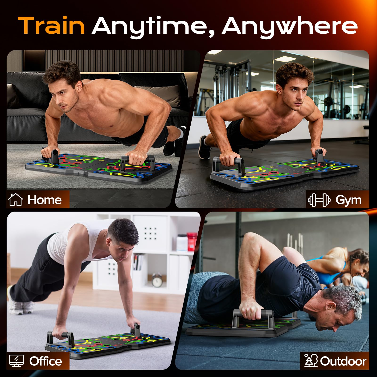 AERLANG Push Up Board, Foldable Fitness Training System 20 in 1 Multi Functional Home Gym Equipment for Upper Body Strength Training Burn Fat Sculpt Shoulders Chest Back Triceps