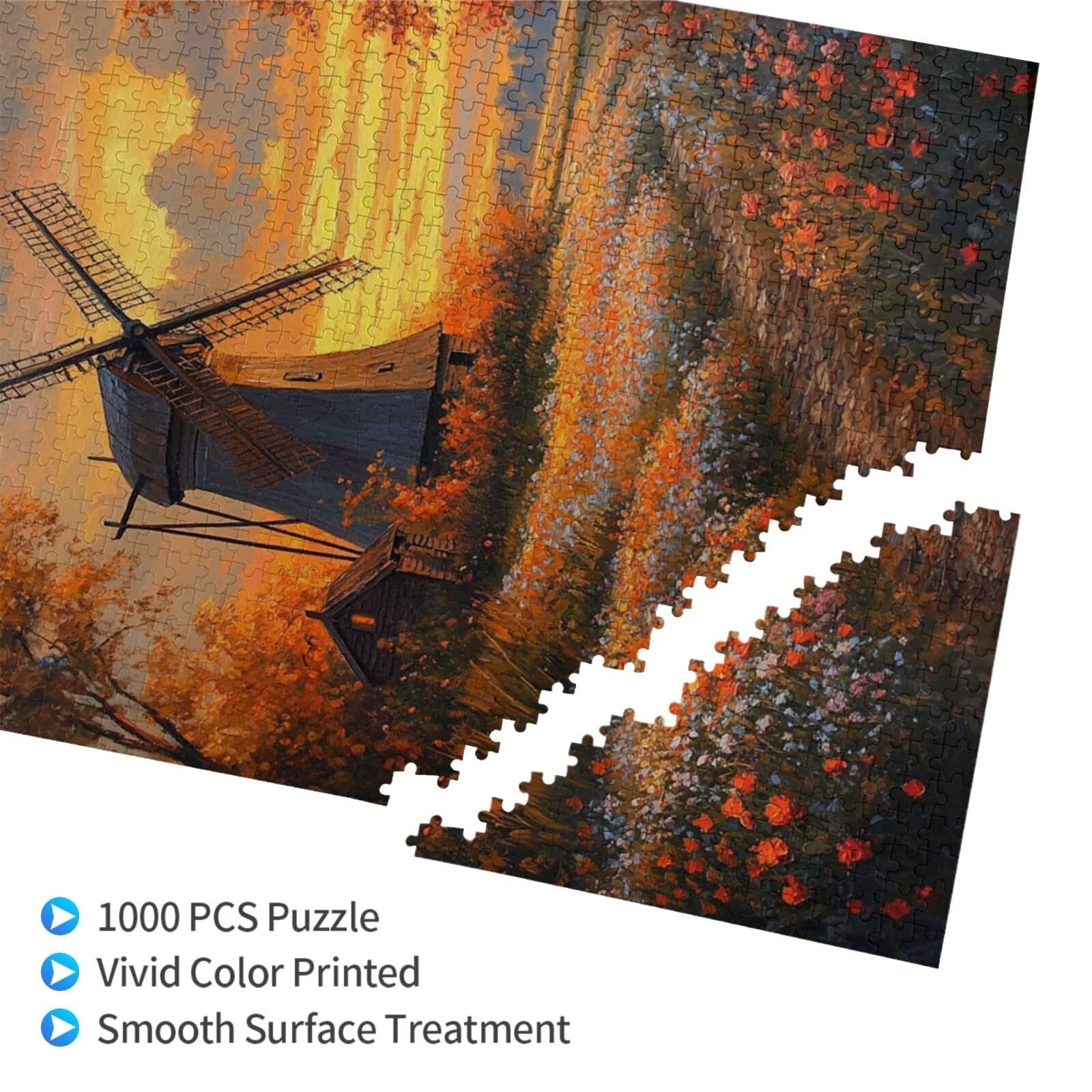 Puzzles Paisaje 1000 Adultos, Puzzle Otoño con Cajas y Cartel, Juego Clásico de Puzzle Arte para Entretenimiento Adultos, Regalos de Decoración del Hogar para Pasatiempos Creativos de Mujeres 2T-1448