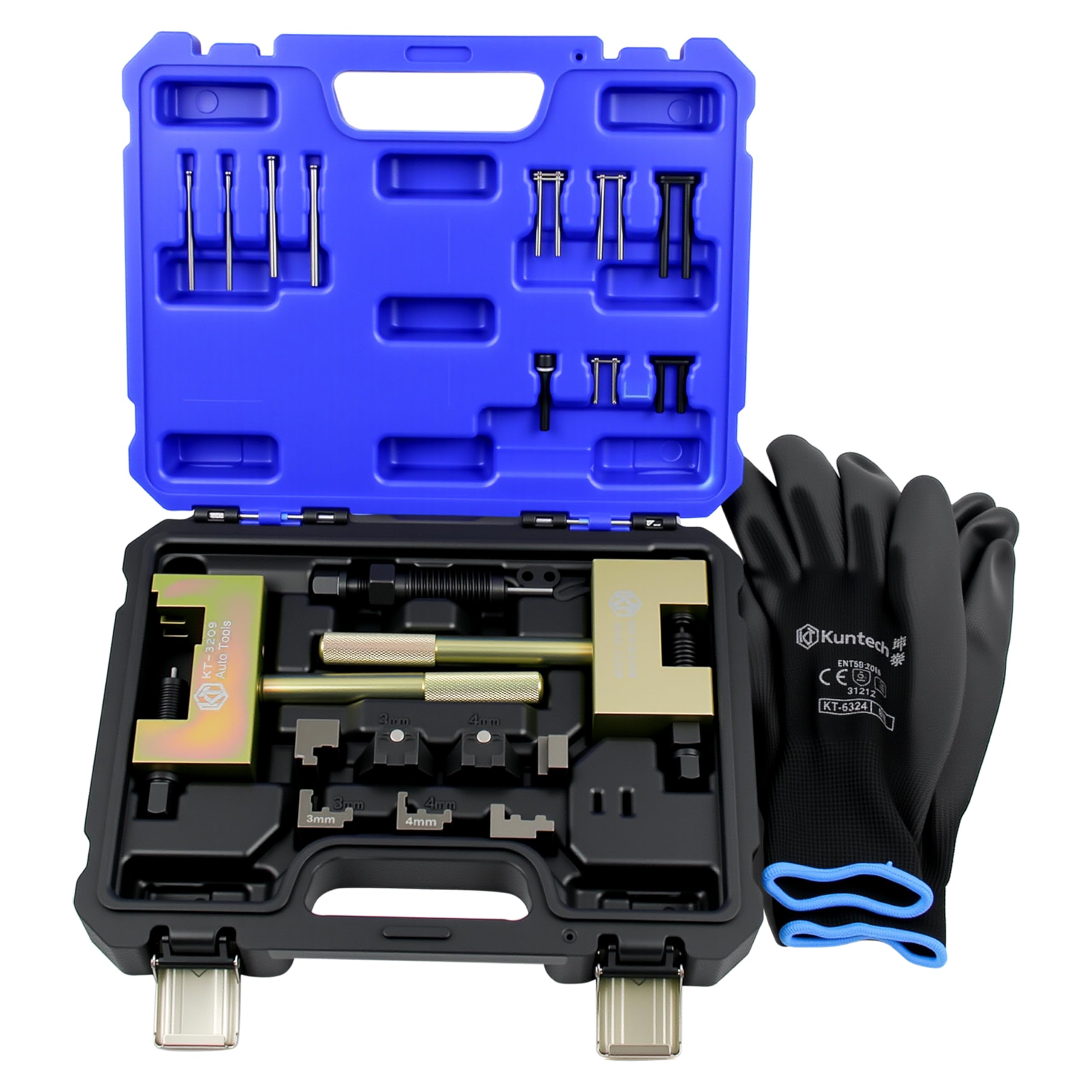 Engine Timing Chain Removal Installer Tool Kit Compatible with Mercedes Benz M271 M272 M273 M274 M276, Camshaft Riveting Tool Kit with Carrying Case & Gloves