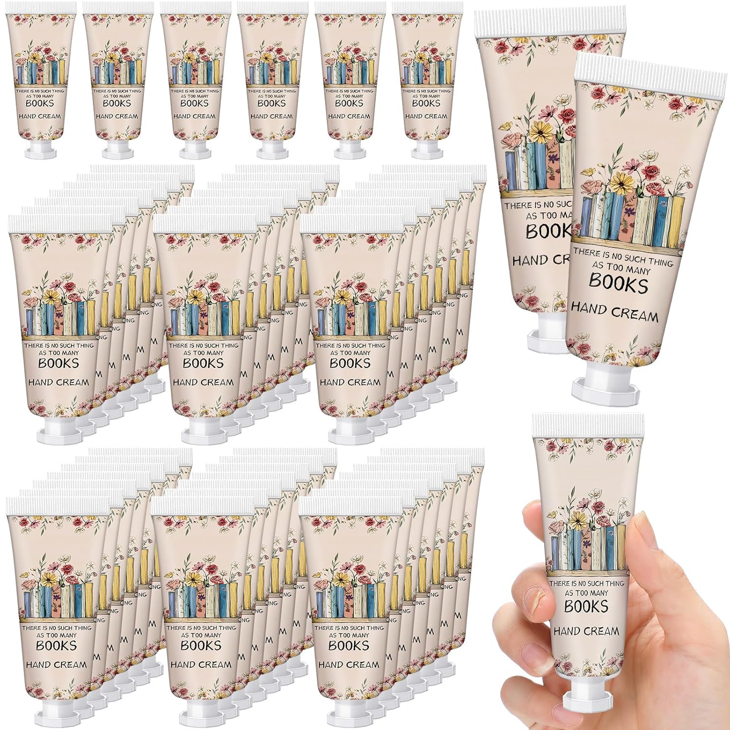 Leelosp 48 Pcs Book Club Gift Bulk Mini Hand Cream Travel Size Lotion Book Lover Gift for Women Member for Dry Cracked Hands
