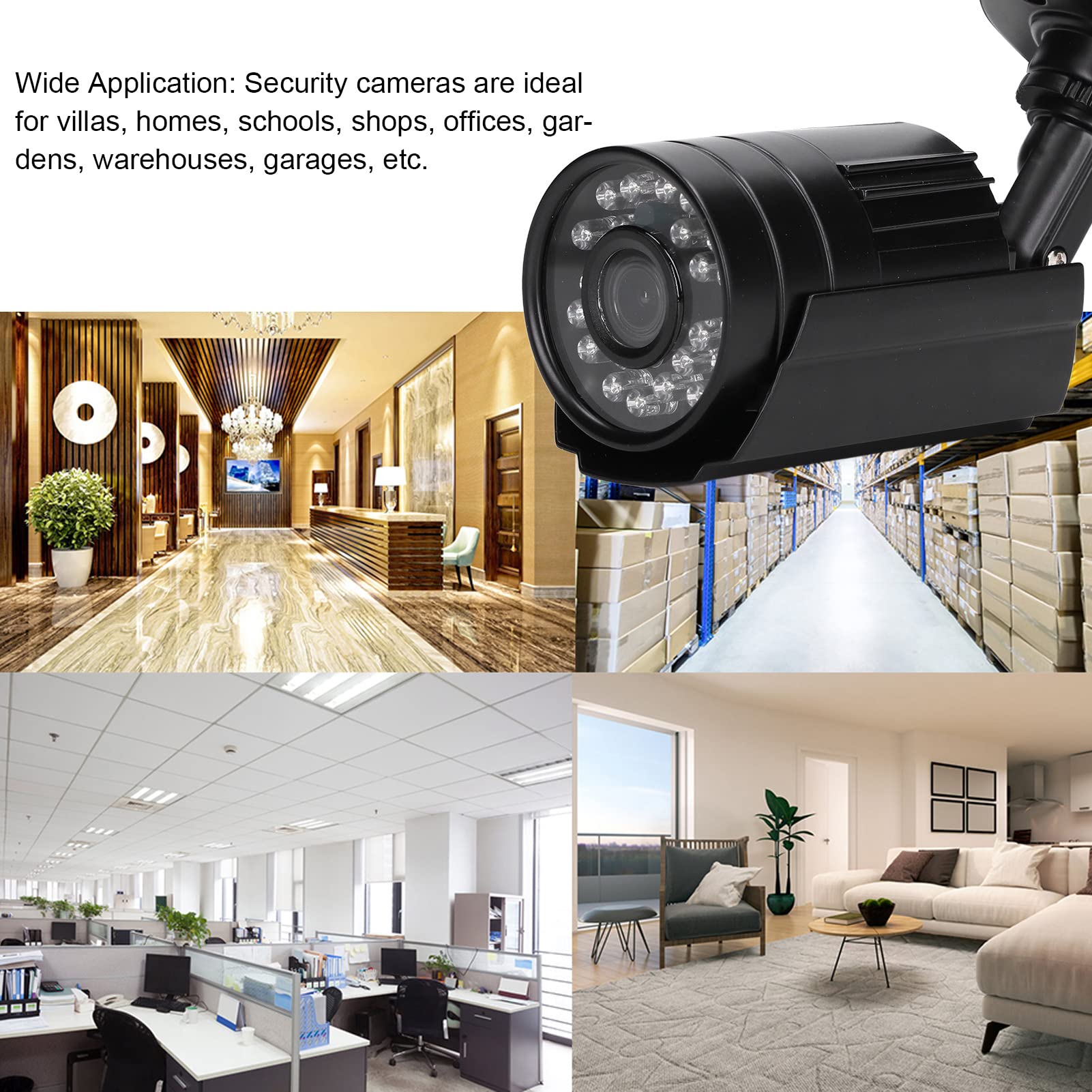 Caméra de sécurité analogique 1080P 4 en 1, 24 LED infrarouges, IP66 – Comprend 1 caméra, 3 vis, 3 tubes d'extension