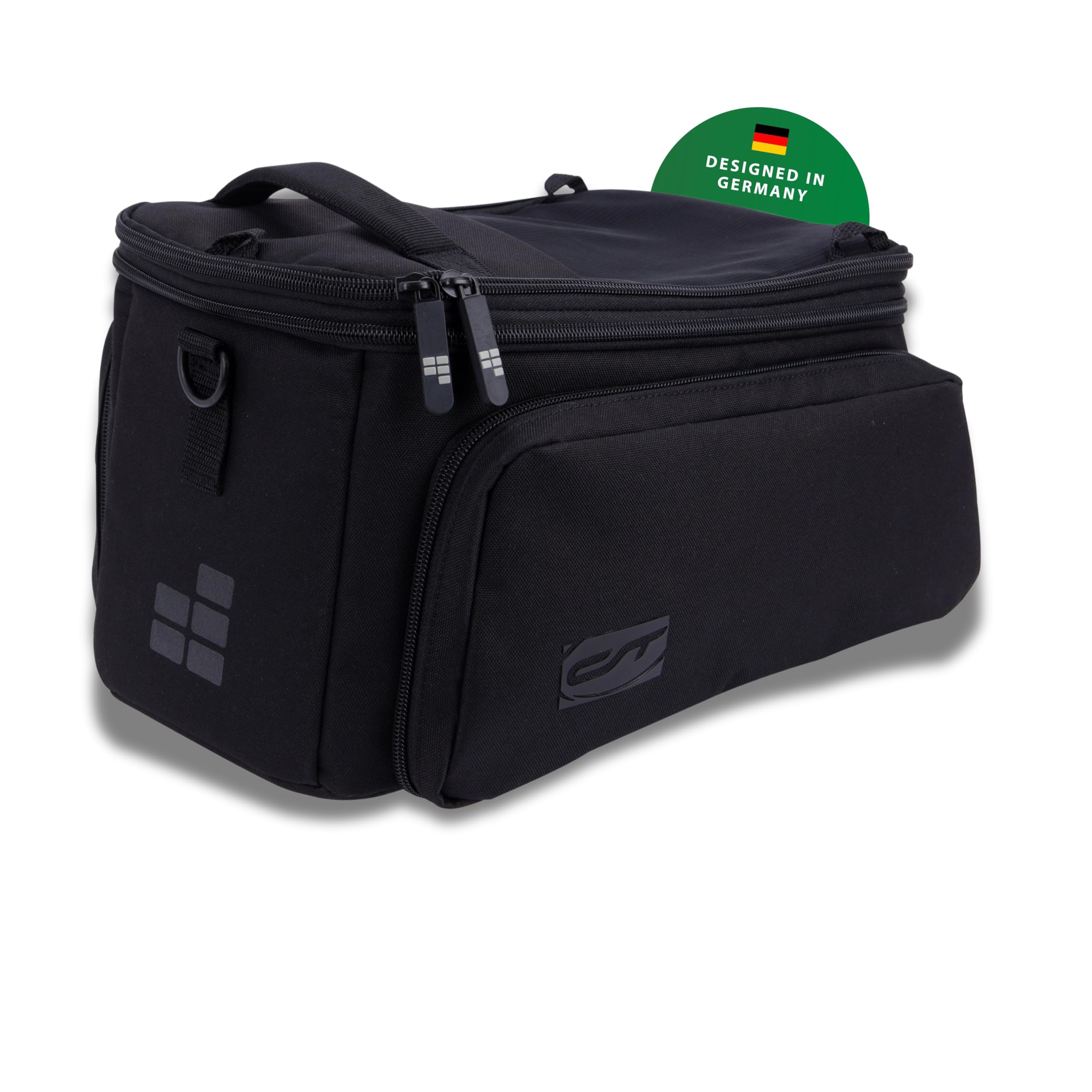 CONTEC Fahrrad-Gepäckträgertasche Via.Back MIK, vormontierter MIK Adapter, 32 L Volumen, mit Regenhaube, wasserabweisend, Verstellbarer Schultergurt, schwarz