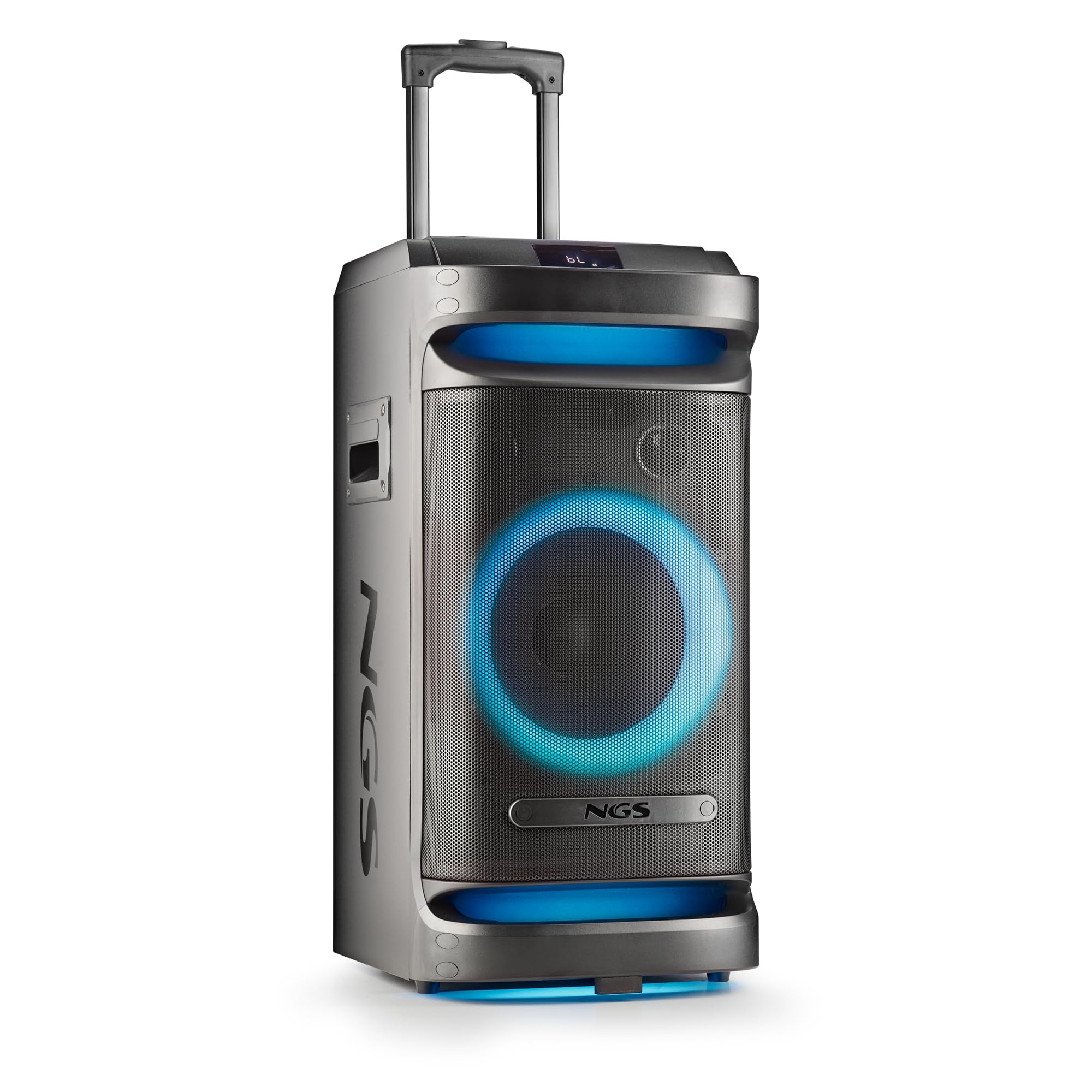 NGS Wild Space 1 - Altavoz portátil Compatible con Tecnología Bluetooth y True Wireless Stereo, Subwoofer + Doble Tweeter (Micro SD/USB/AUX IN/), Ruedas, Color Negro