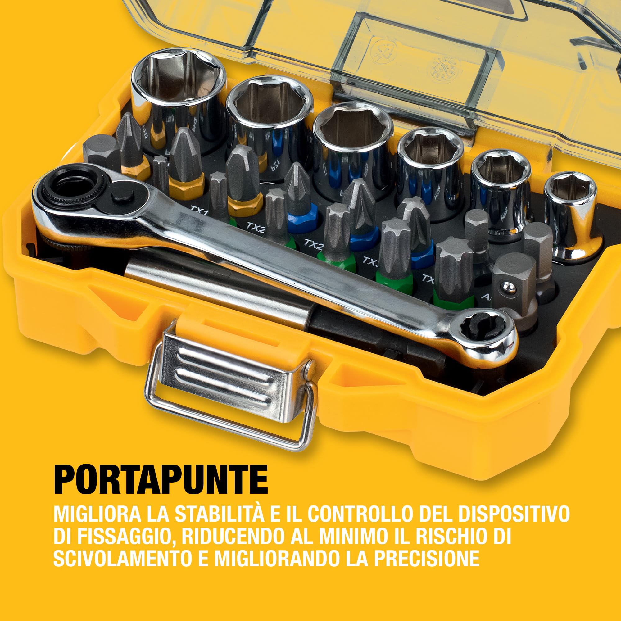 DEWALT Set di chiavi a bussola e cacciaviti extra piccoli da 25 mm (24 pezzi), DT71516-QZ