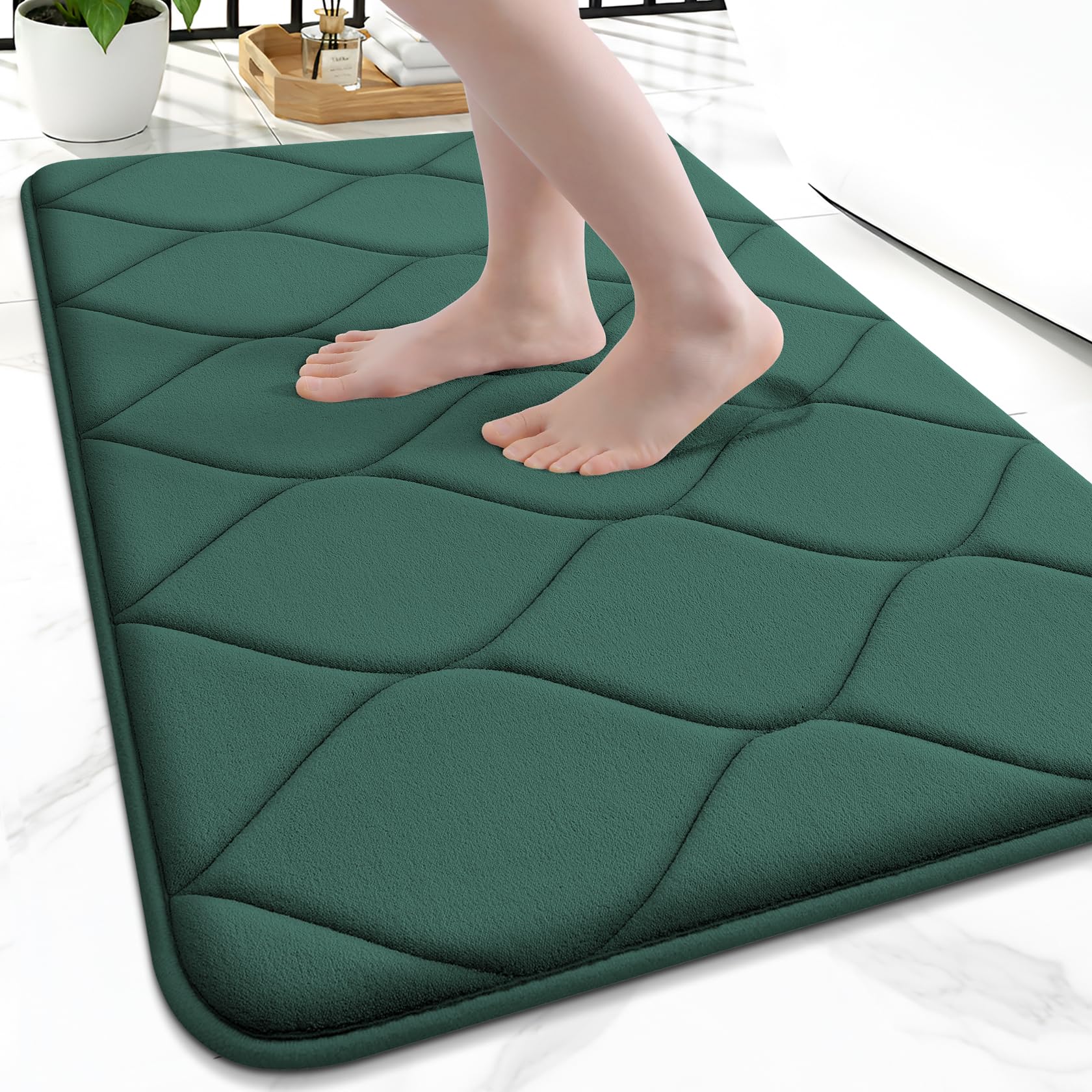 Smiry Memory Foam Bath Mat 24x16, Ultra Soft Absorbent Bathroom Rugs