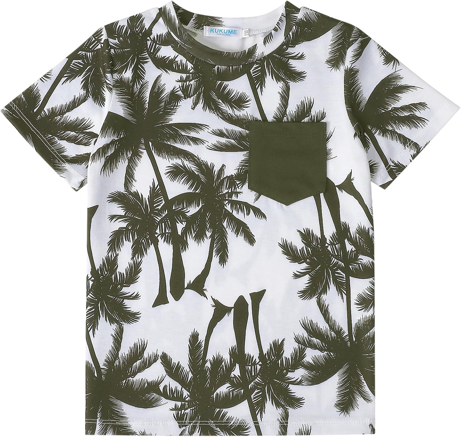 GERU Boy Shorts Sets Hawaiian Outfit Kid Leaves Floral Short Sleeve Shirt Top+shorts Suits