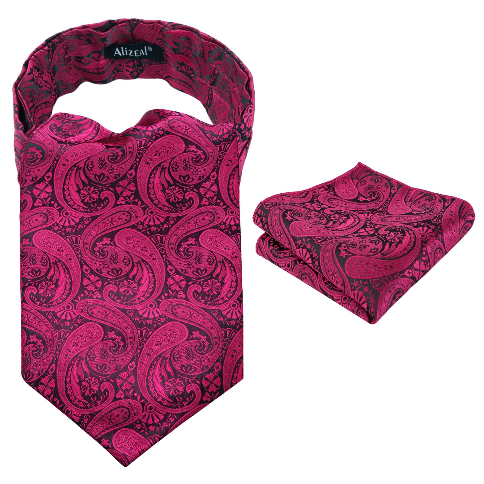 Alizeal Mens Self-tied Cravat Tie Ascot and Pocket Square Set