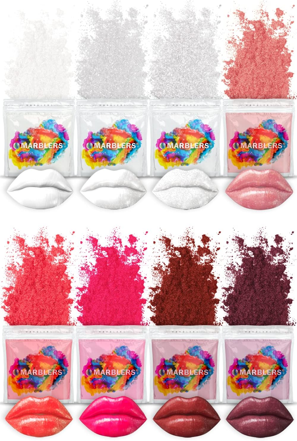 Lip Safe Mica Powder Colourant Set [MLBB 8 Colour Set] |Cosmetic | Epoxy Resin Pigment | Dye | Non-Toxic, Vegan, Cruelty-Free | Lip Gloss, Nails, Body Butter, Bath Bomb, Candle & Soap Making