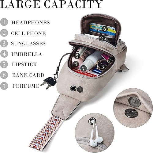 Miniatura 3 de Shrrie Riñonera cruzada de cuero vegano para mujer, bolsa de viaje pequeña, bolsa de cintura para uso diario