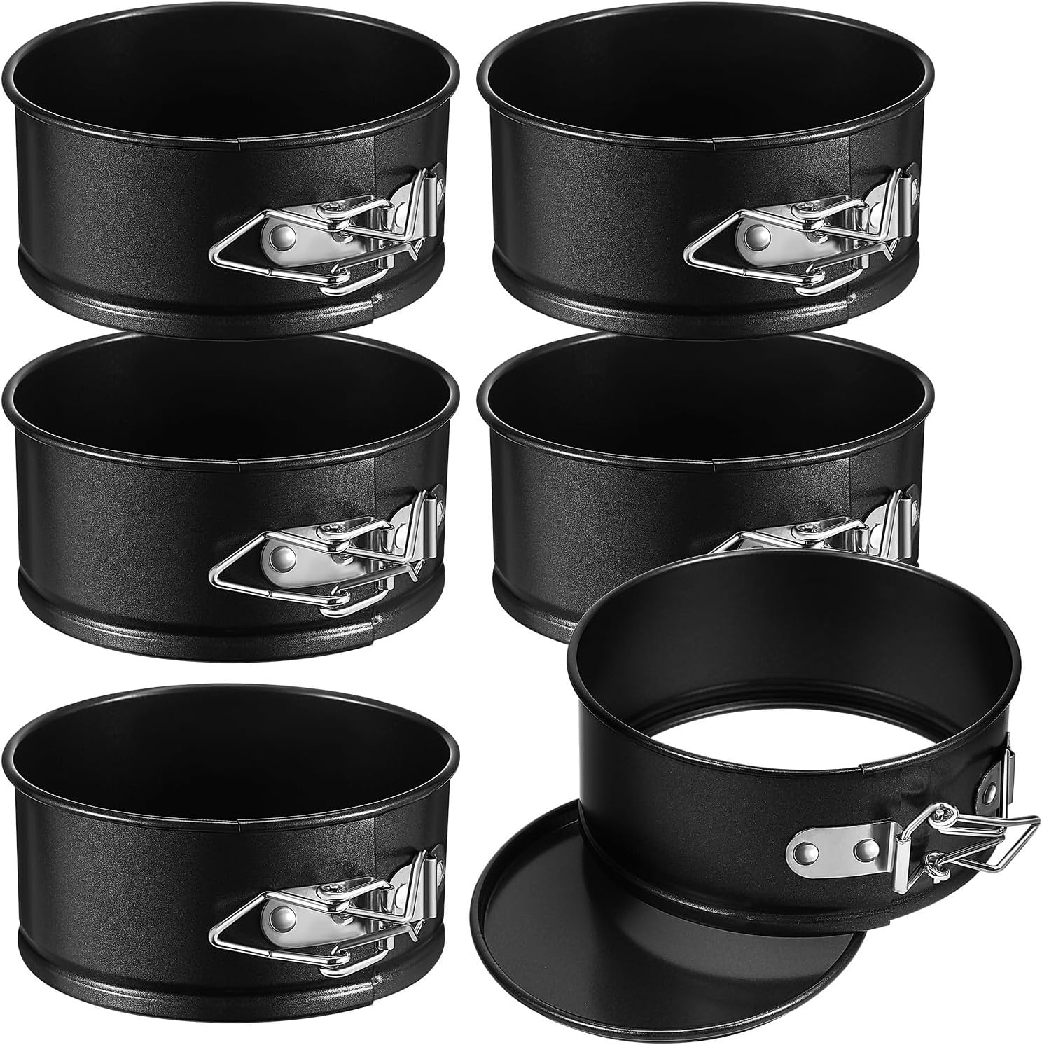 6pcs Mini Cake Pans 4-inch round Carbon Steel Nonstick Cheesecake Molds for Baking Homemade Desserts, Birthday, Wedding, and Party Cakes