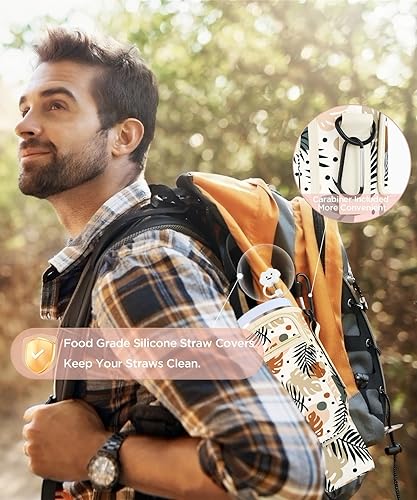 Miniatura 6 de JIECH Soporte para botella de agua con correa para botella de agua Stanley para botella de agua Stanley de 40 onzas  30 onzas con bolsillo para