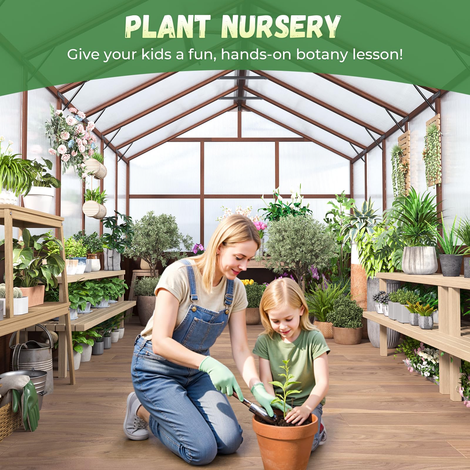 Amazon.com : Jocoevol 8x16FT Greenhouse for Outdoors, Wooden Frame
