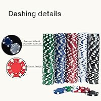 Vista 7 de Tradeopia Juego de 500 fichas de póquer con estuche de aluminio, incluye 1 ficha de distribuidor, 2 barajas de cartas, 5 dados rojos, juego