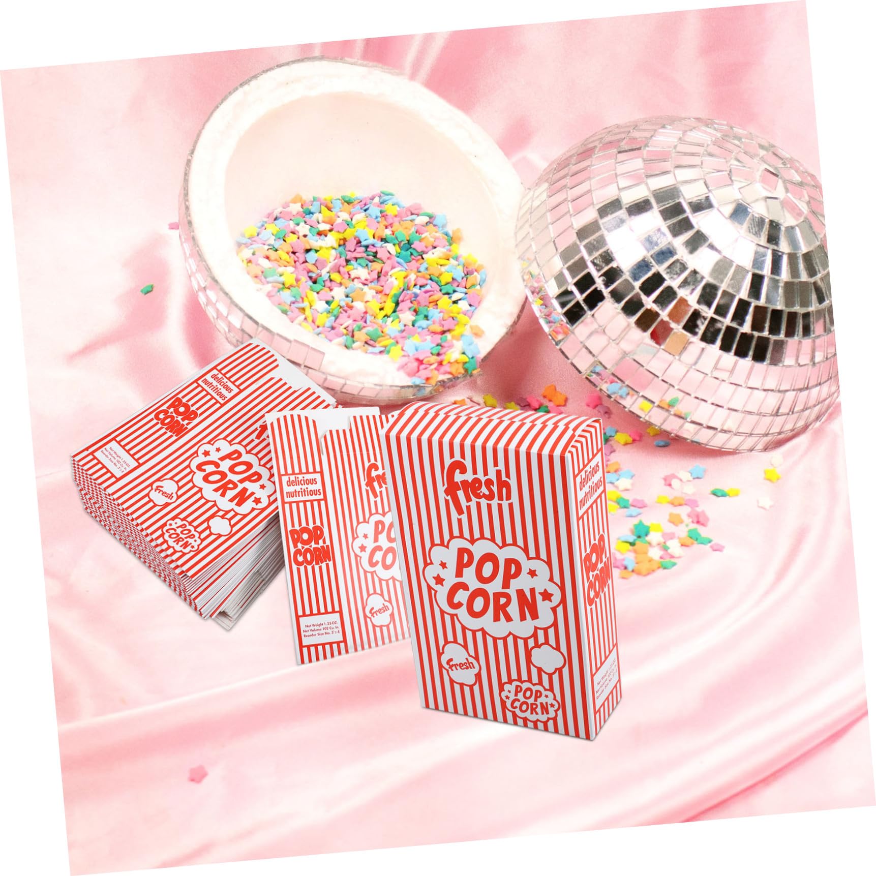 PRETYZOOM Contenitore Per Snack - 50 Scatole Per Popcorn Per Feste Serate Cinema Con Porta Patatine Fritte E Contenitore Per Caramelle