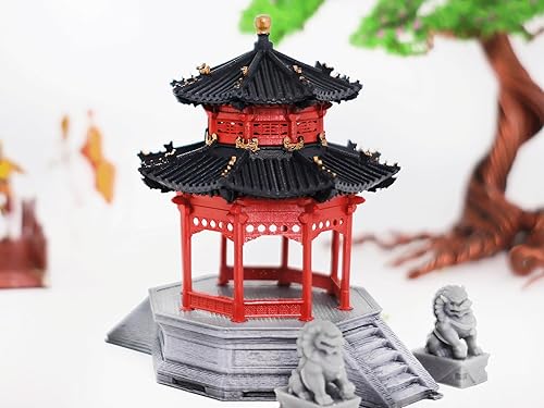 Miniatura 9 de KARESANSUI Réplica del pabellón chino en miniatura - Decoración de terrario, arquitectura tradicional, jardín de hadas, decoración de paludario, kit