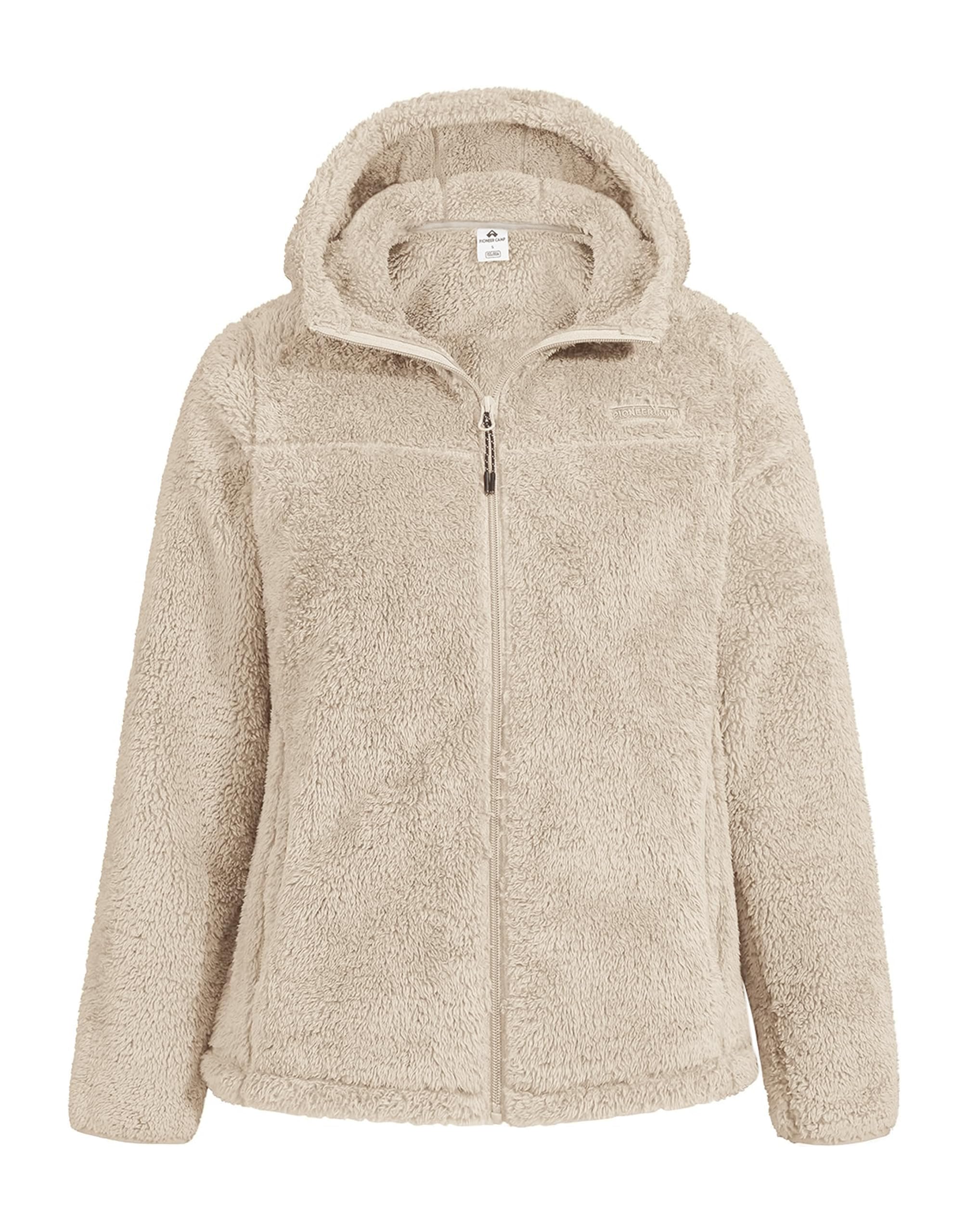 Pioneer Camp Giacca in pile da donna con zip intera, leggera, calda e morbida, con cappuccio, per primavera, autunno, inverno