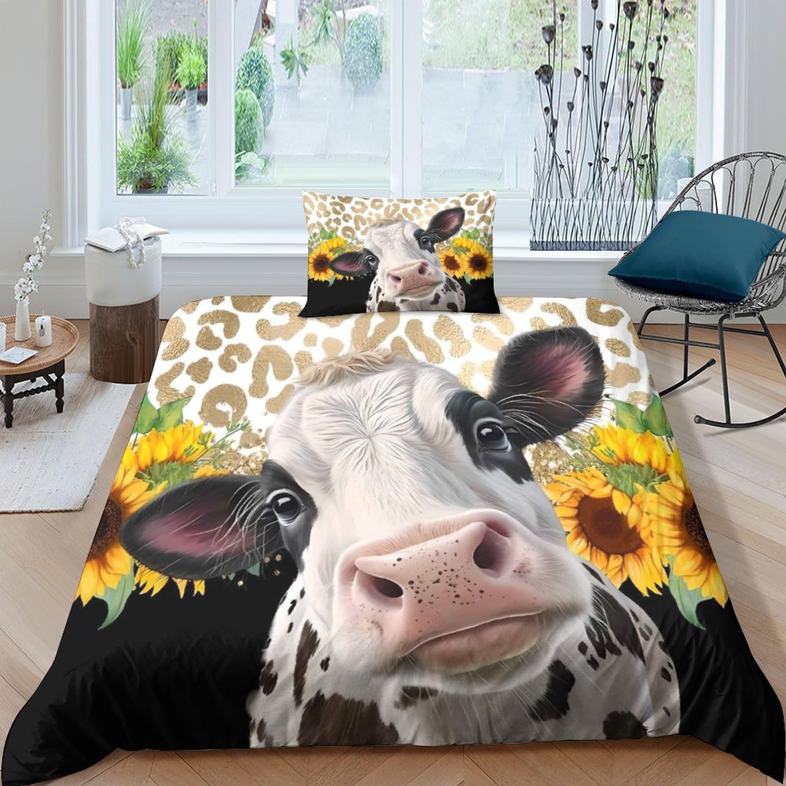 Couette Highland Vache 135x200cm en microfibre 3D avec sa taie