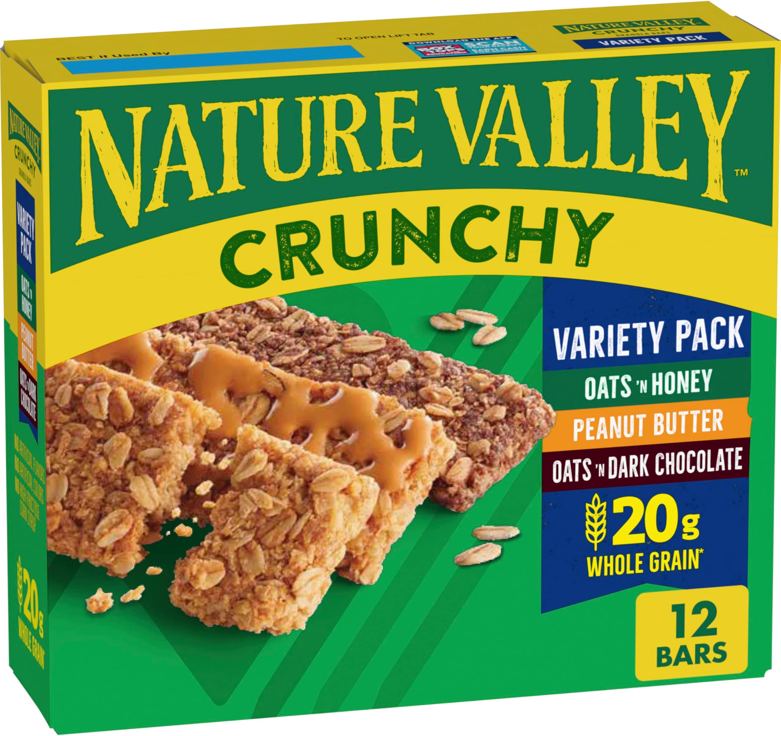 Crunchy Granola Bars, Variety Pack, 12 Ct, 8.94 oz (6 Pouches)