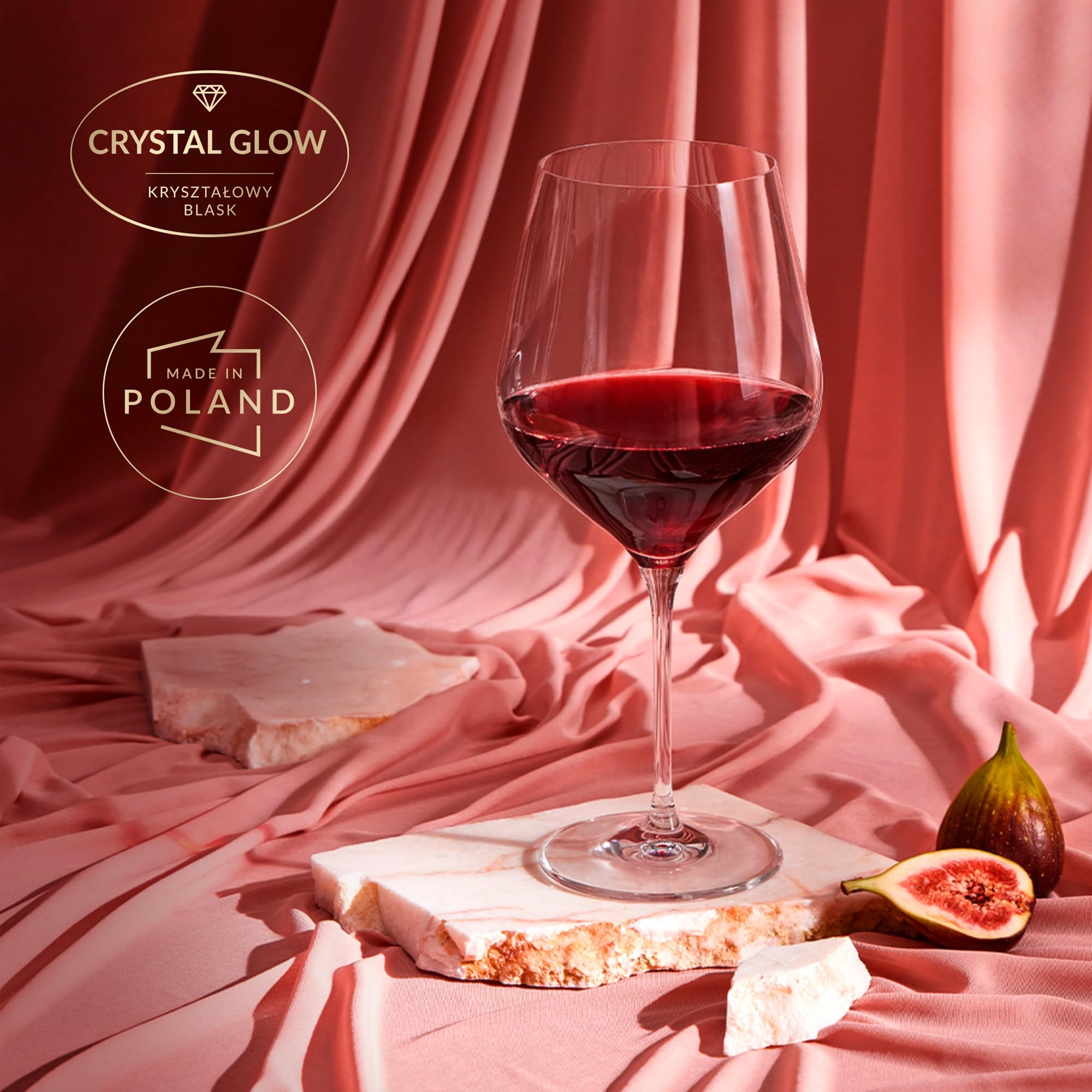 KROSNO Rotweingläser, 6 Stück, 870 ml, Splendour Collection | Weinglas mit Stiel, Premium bleifreie Kristallglaswaren, Trinkgläser, Riedelbecher, spülmaschinenfest