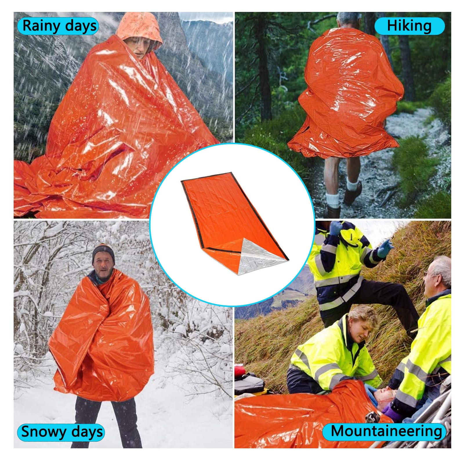 Manta Térmica Supervivencia Saco Dormir Emergencia Ligero Isotérmica Impermeable Windproof PE Aluminizado