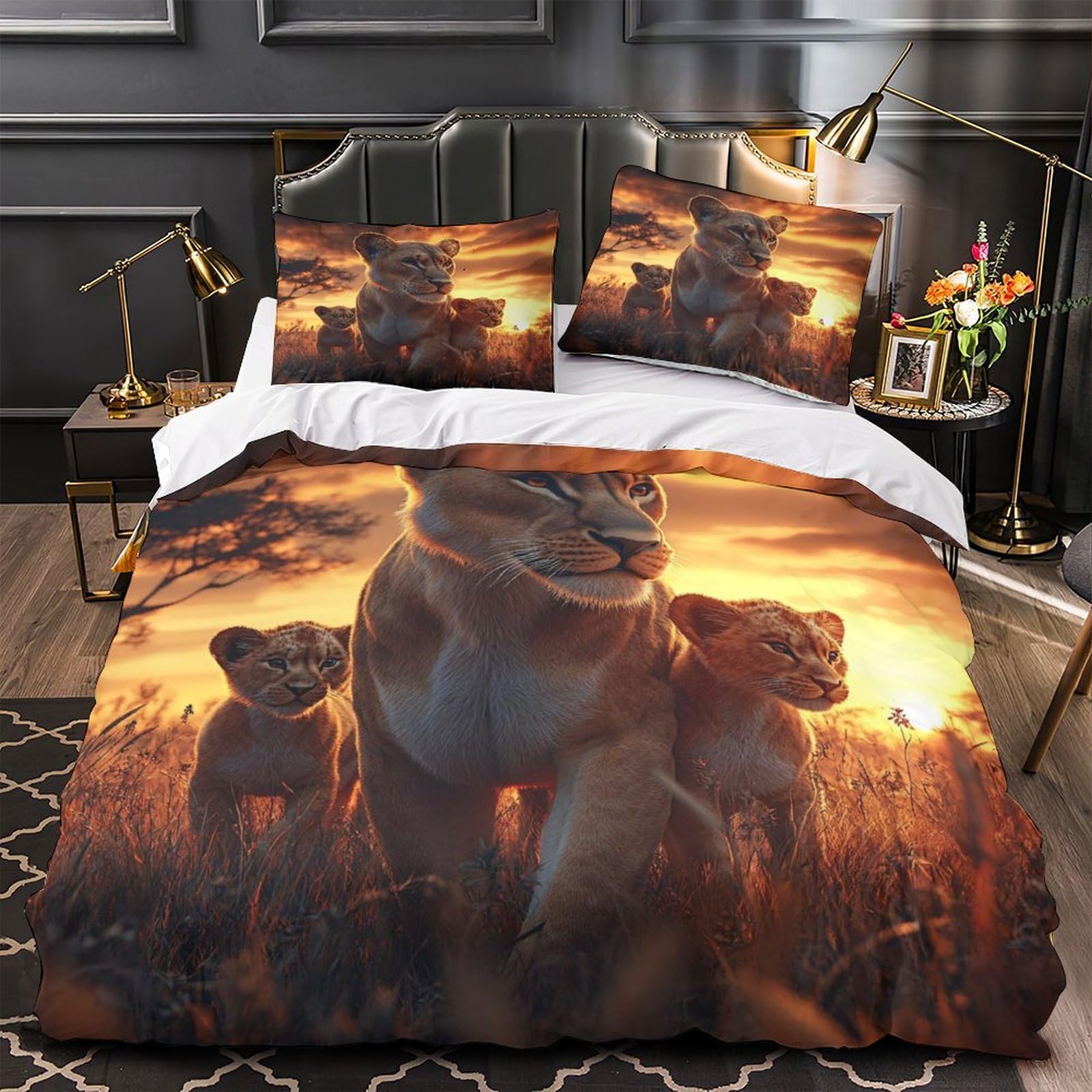 Parure de lit 220x240 lion fantastique pour créer un nid douillet en couple