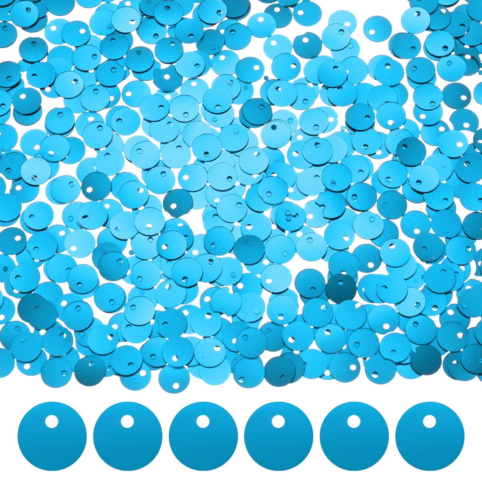 Lentejuelas sueltas de 4mm azul lago M METERXITY para manualidades con agujero lateral de PVC