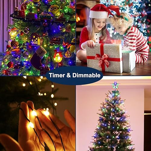 Miniatura 3 de Luces de árbol de Navidad con anillo para árbol, 400 luces LED de Navidad con estrella superior, 6.6 pies x 16 líneas de luces de hadas con 8 modos