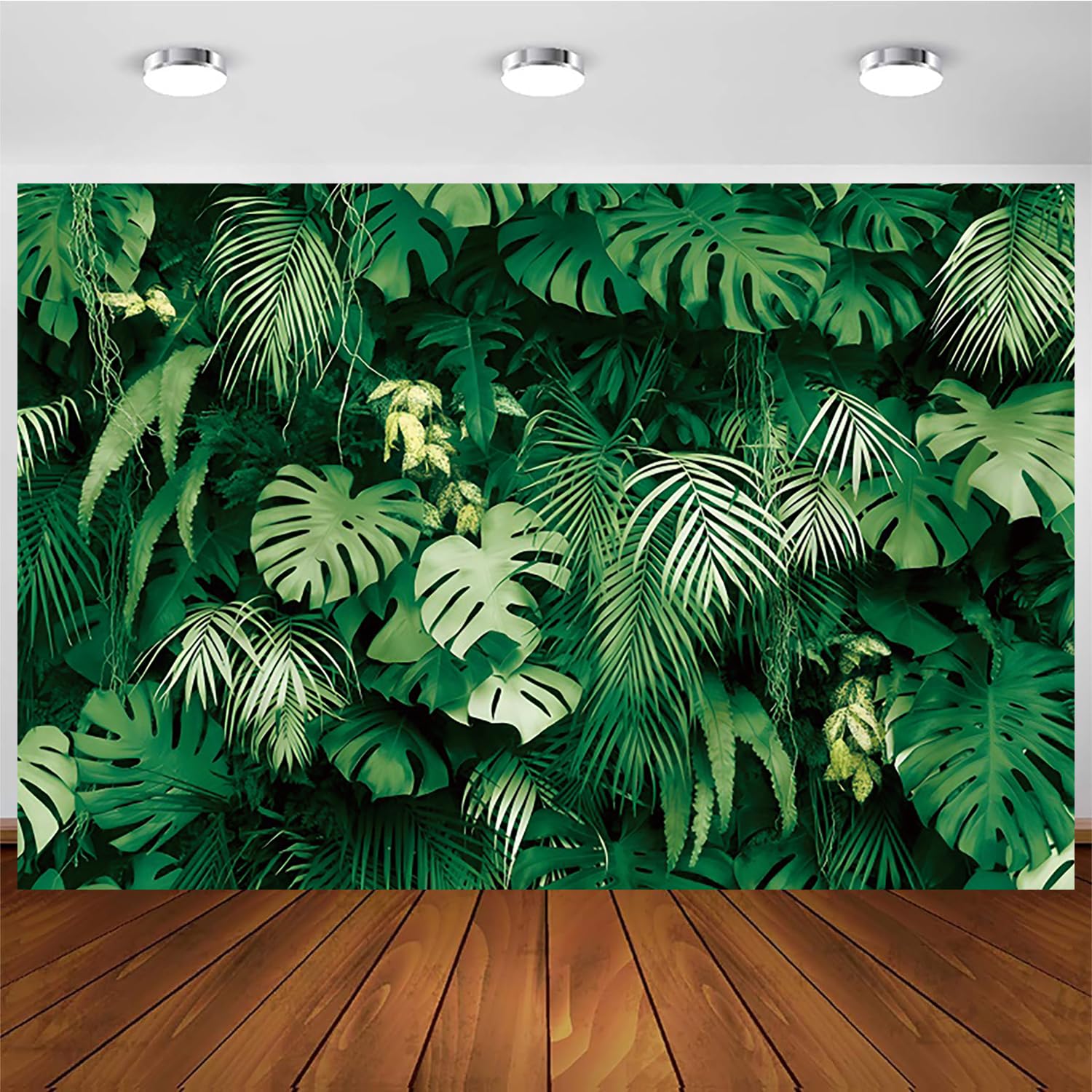 3x2m Fotohintergrund Dschungel Grün Tropischer Regenwald Palmenblätter Pflanze Fotografie Hintergrund im Freien Kinder Erwachsene Familie Party Dekorationen Banner Fotostudio Requisiten