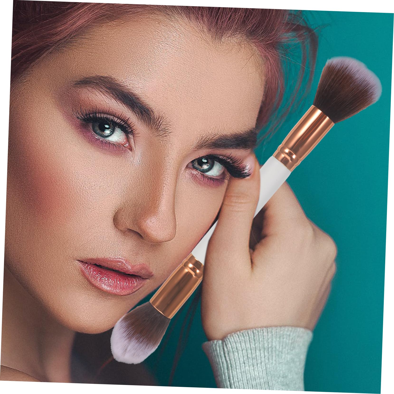 Healeved Set Di 3 Pennelli Per Il Trucco 6 Pezzi Con Manico in Legno A Doppia Estremità E Setole in Nylon Per Cosmetici Da Donna Per Il Trucco Quotidiano