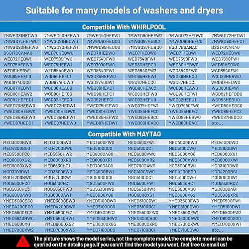 Miniatura 3 de La bisagra de repuesto para puerta de arandela W10208415 está diseñada para las principales marcas de modelos de arandelas de carga frontal y número