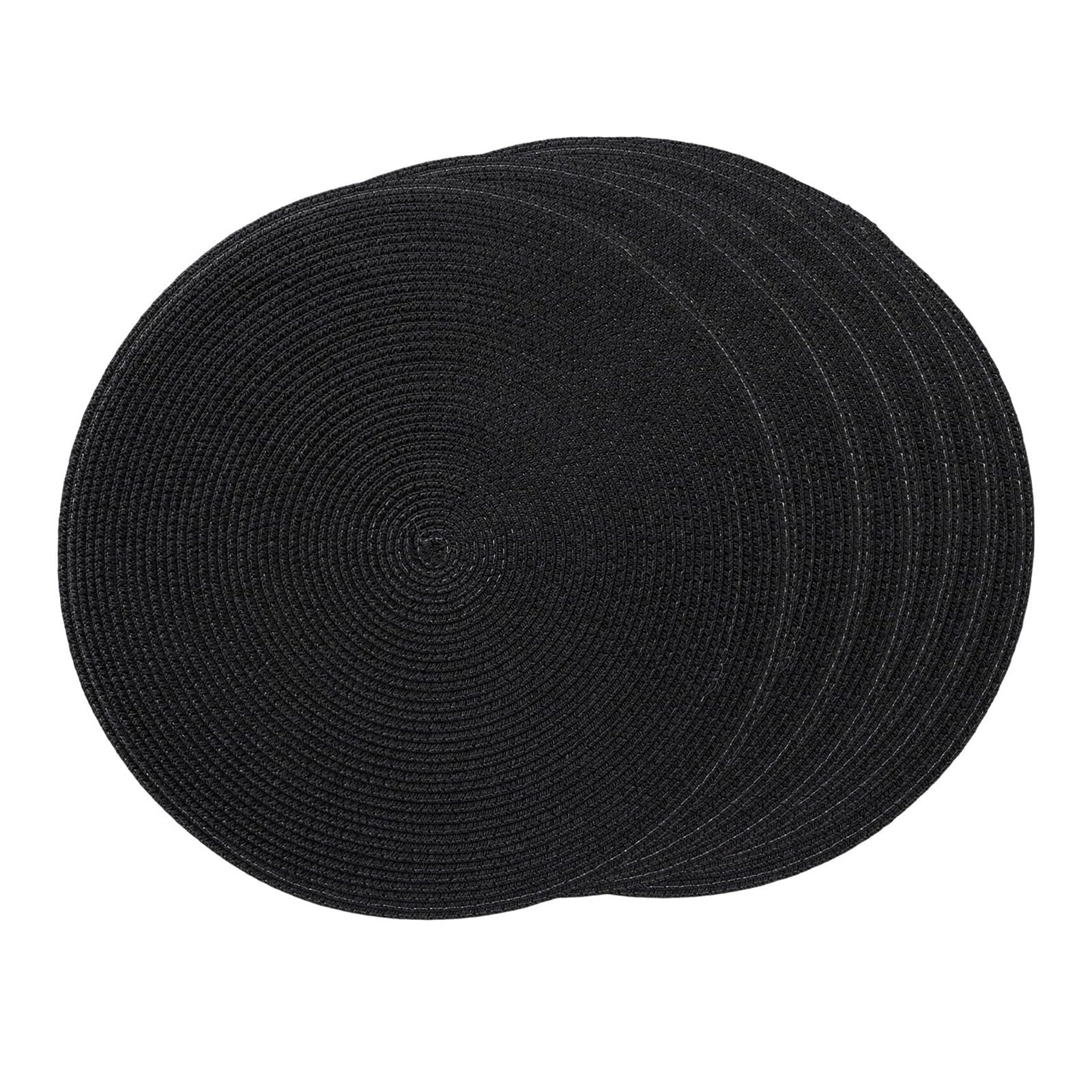 Luvafey One Color 6Pc Round Braided Heat Resistant Table Place Mats