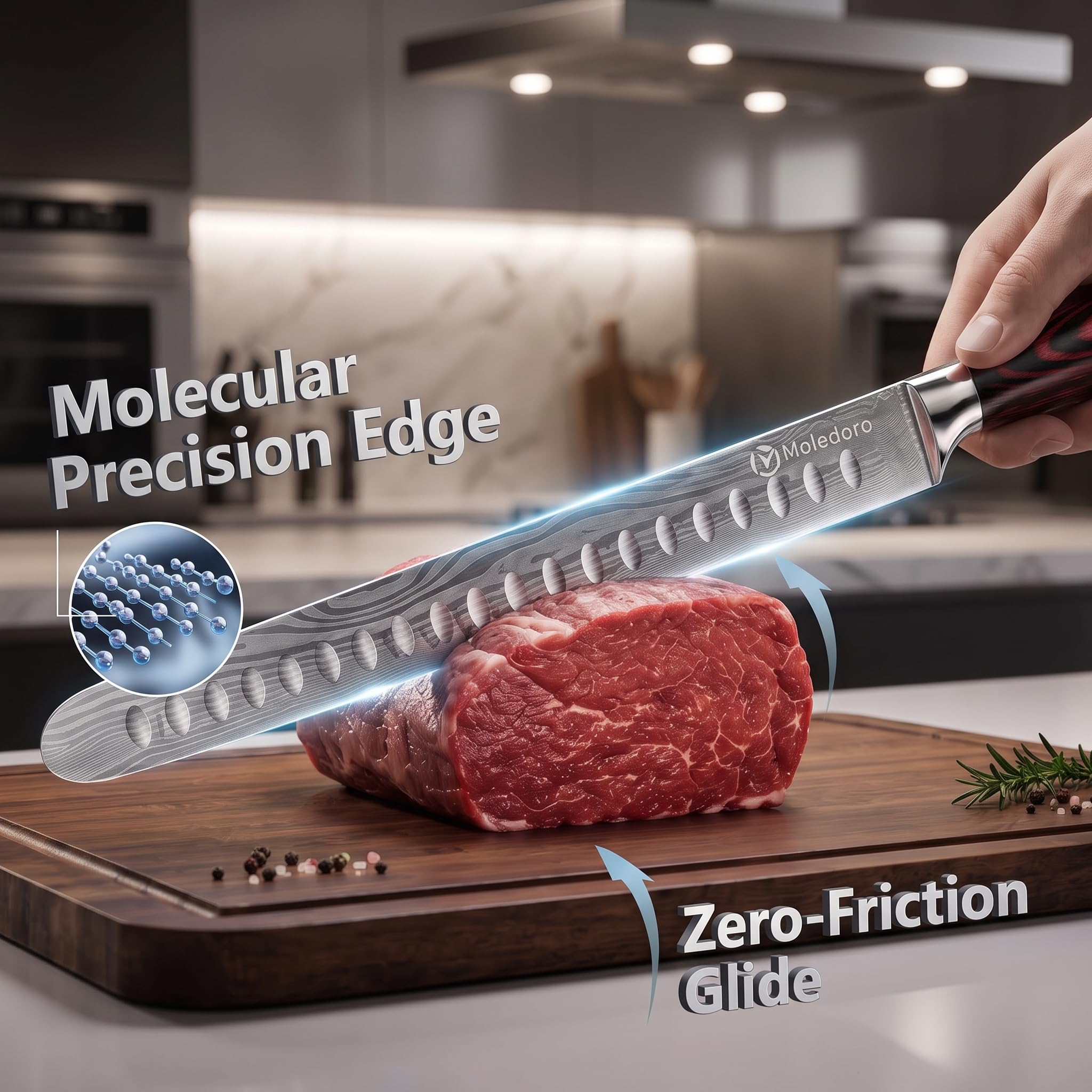 12-Inch Brisket Knife, Meat Slicing & Carving Knife, Granton Edge — Amazon image 2