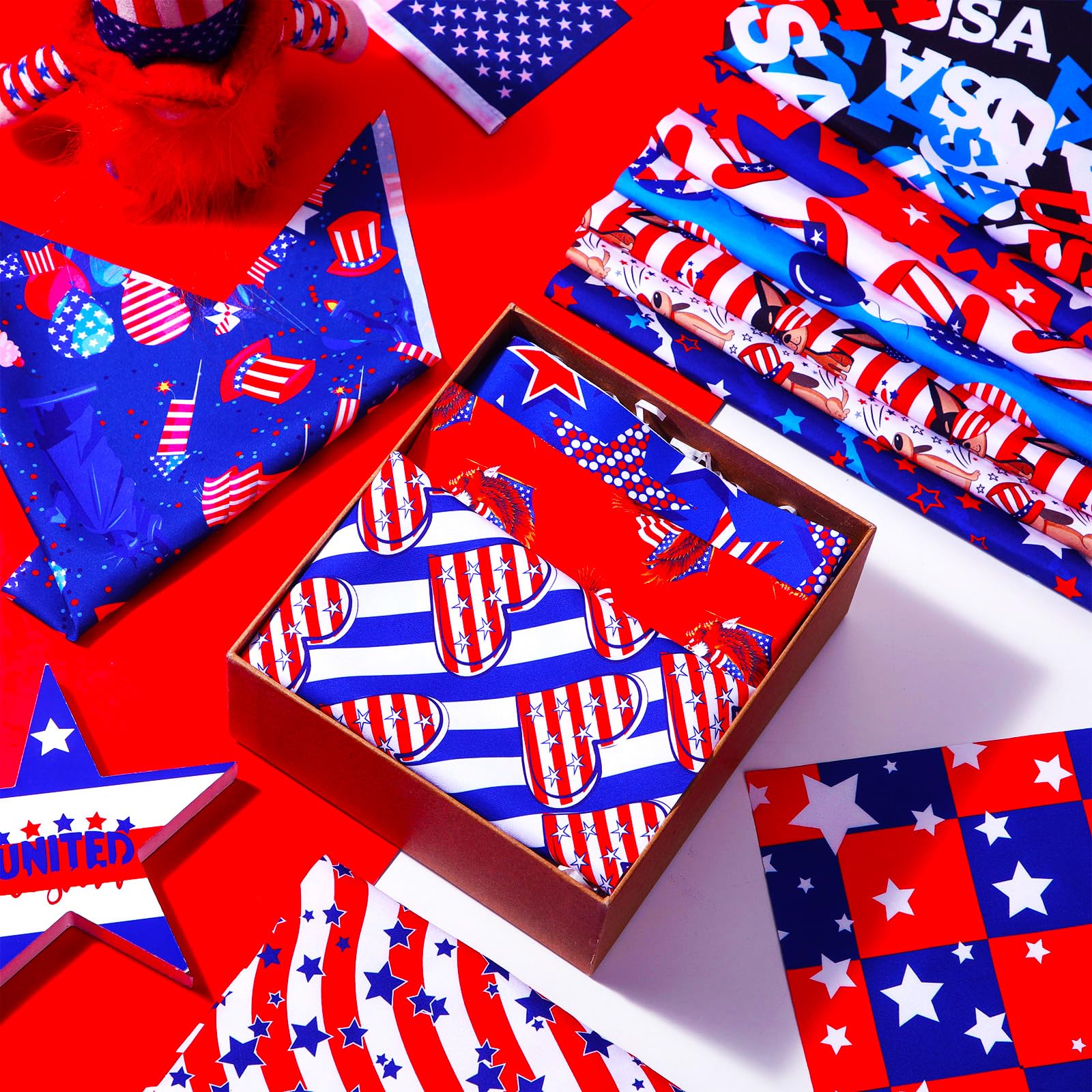 Lot de 100 bandanas réglables pour chien du 4 juillet pour le jour de l'indépendance pour chien de petite et moyenne taille
