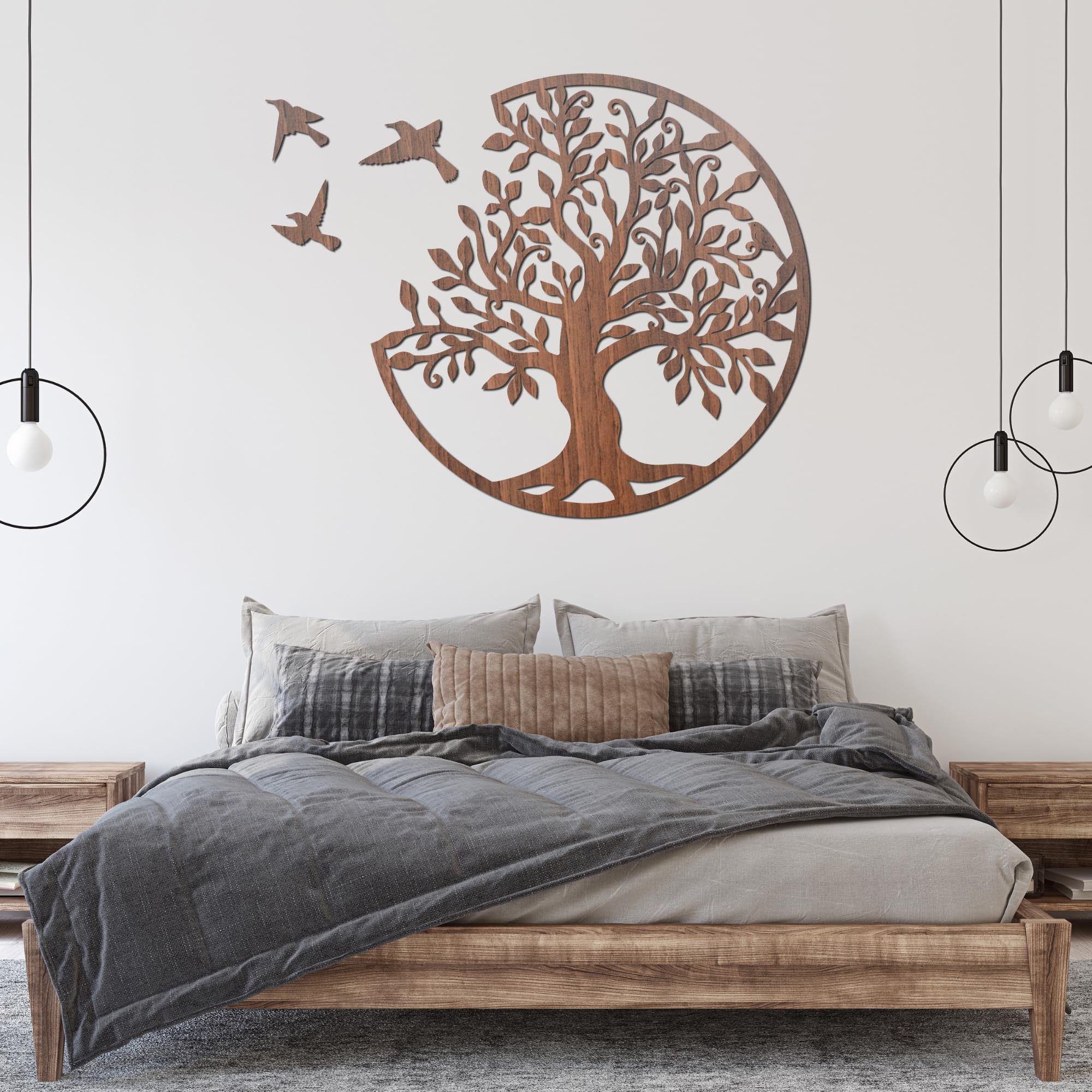 SENTOP HDF0504 Baum des Lebens, Geschnitztes Bild an der Wand aus Holzmaterial für den Innenraum, HolzKunst Dekor (Walnuss, 120 cm)