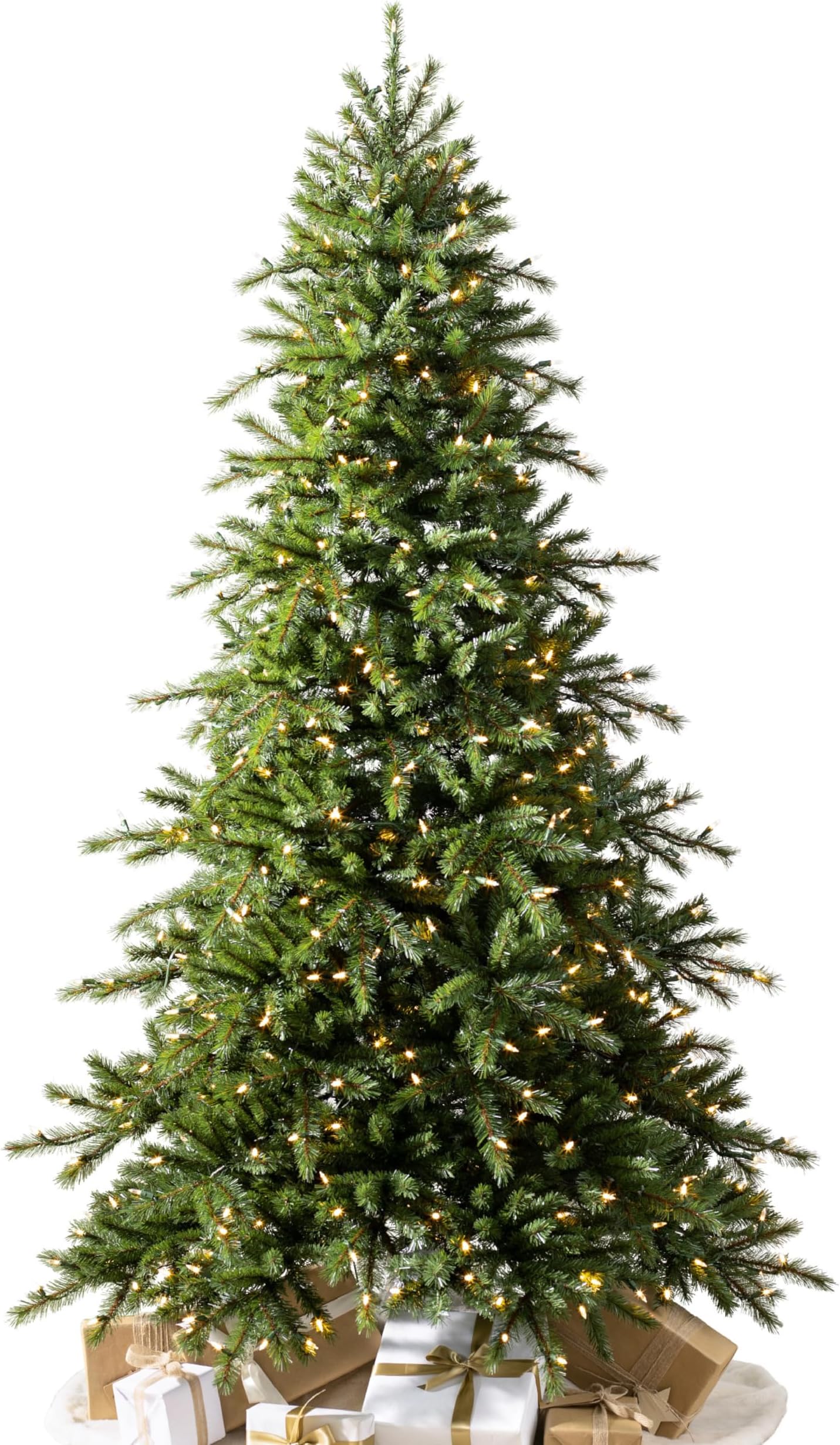 Balsam Hill Norwegian Grand Fir - Traditional Slim Artificial Christmas Tree with Classic Needle Foliage Available Unlit or with LED Clear Lights, LED Clear, 7'