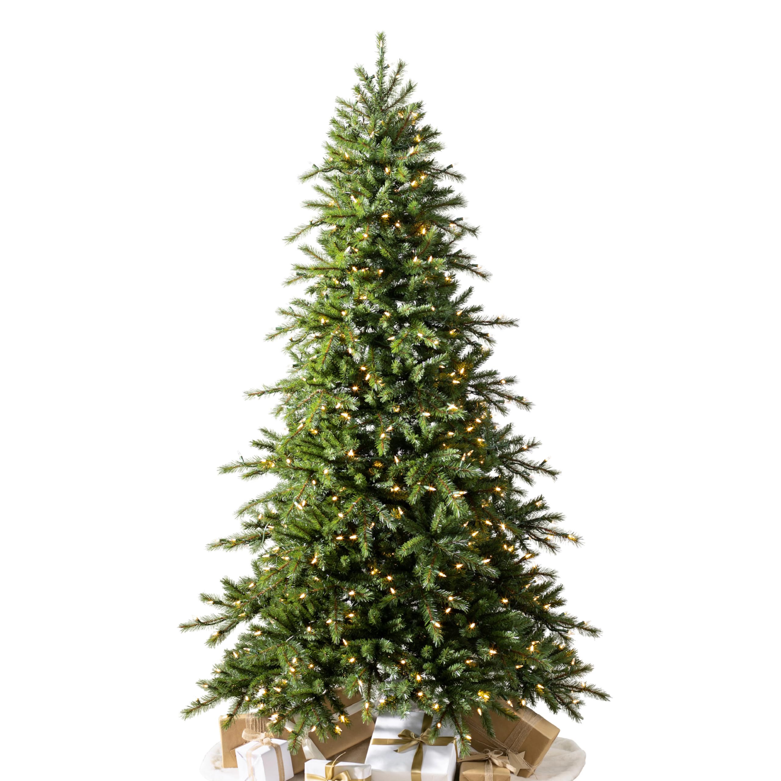 Balsam Hill Norwegian Grand Fir - Traditional Slim Artificial Christmas Tree with Classic Needle Foliage Available Unlit or with LED Clear Lights, LED Clear, 7'