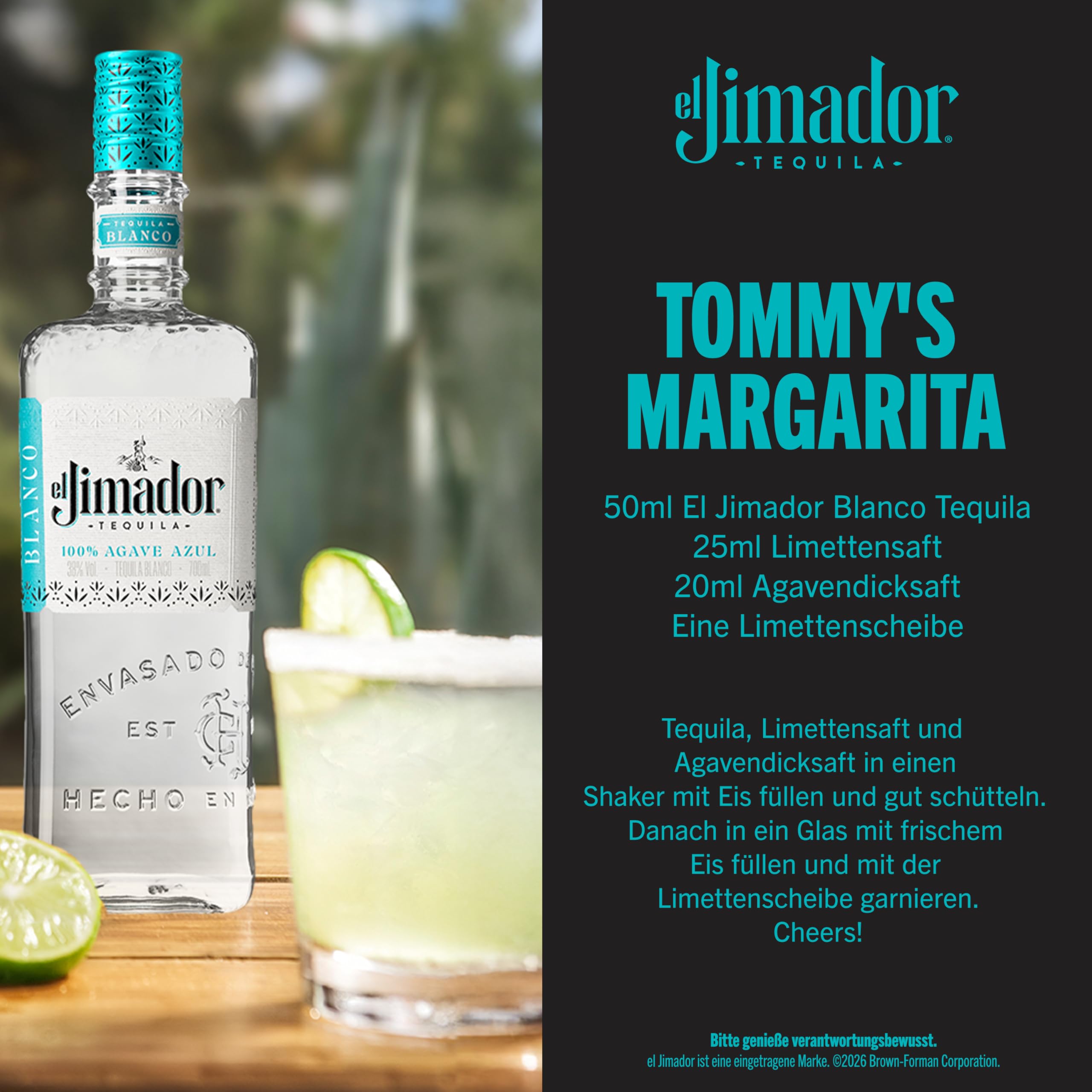 El Jimador Blanco Tequila - Premium Tequila - Geschenkempfehlung - kristllaklar mit fruchtigen Zitrusnoten und einem Hauch von Gewürzen - 0.7L/38% Vol.