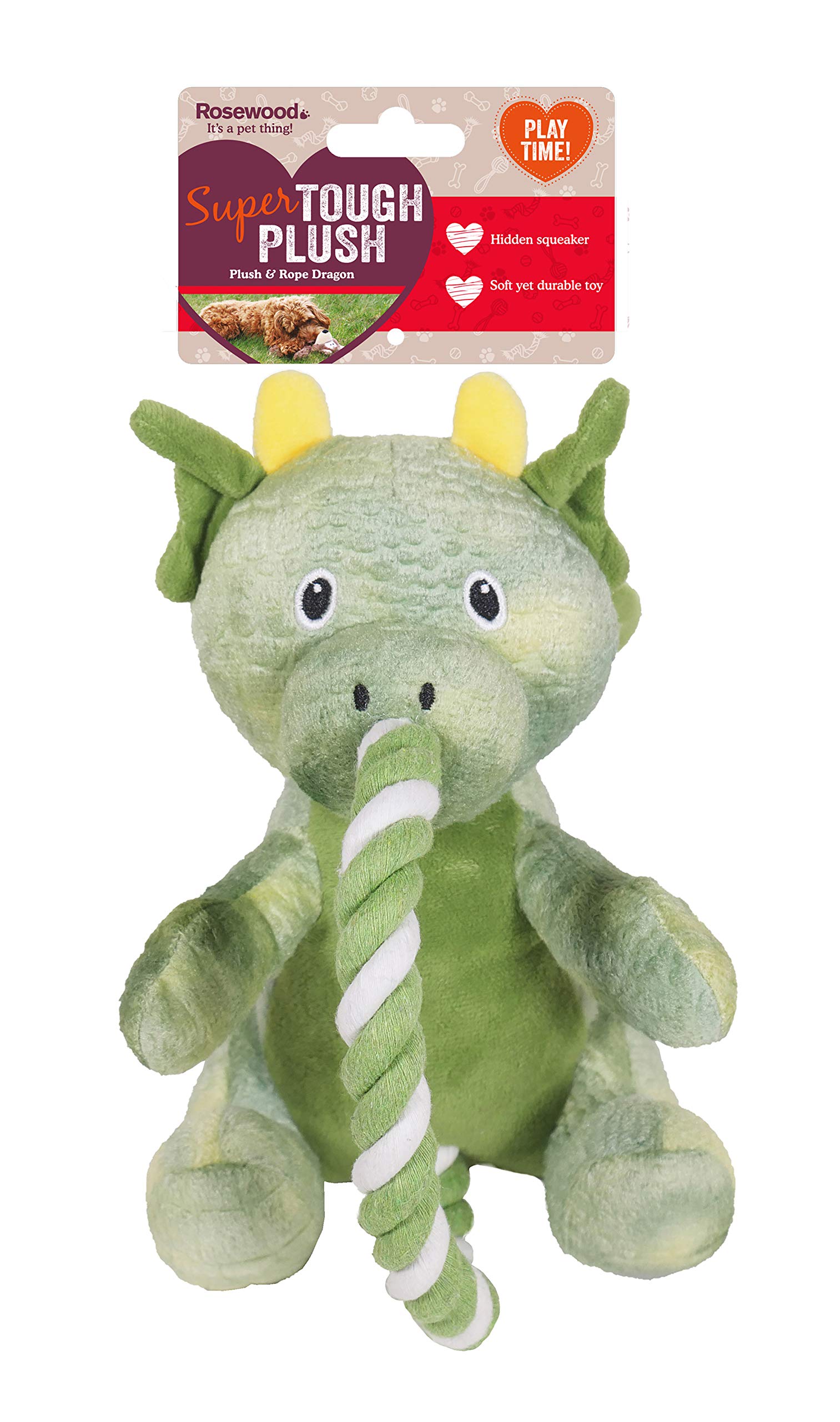 Rosewood Drago Corda Verde, Peluche Interattivo Cane Giocattolo - Verde