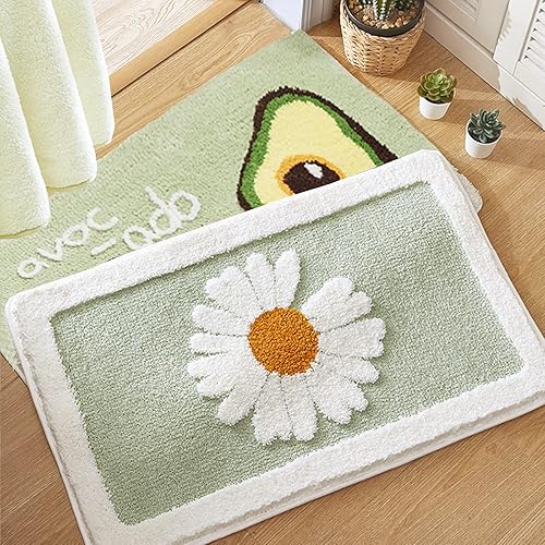 Miniatura 6 de YRXRUS Alfombras de baño con margaritas alfombra de baño rectangular de Navidad ultra suaves y absorbentes alfombras de baño lavables a máquina 17 x