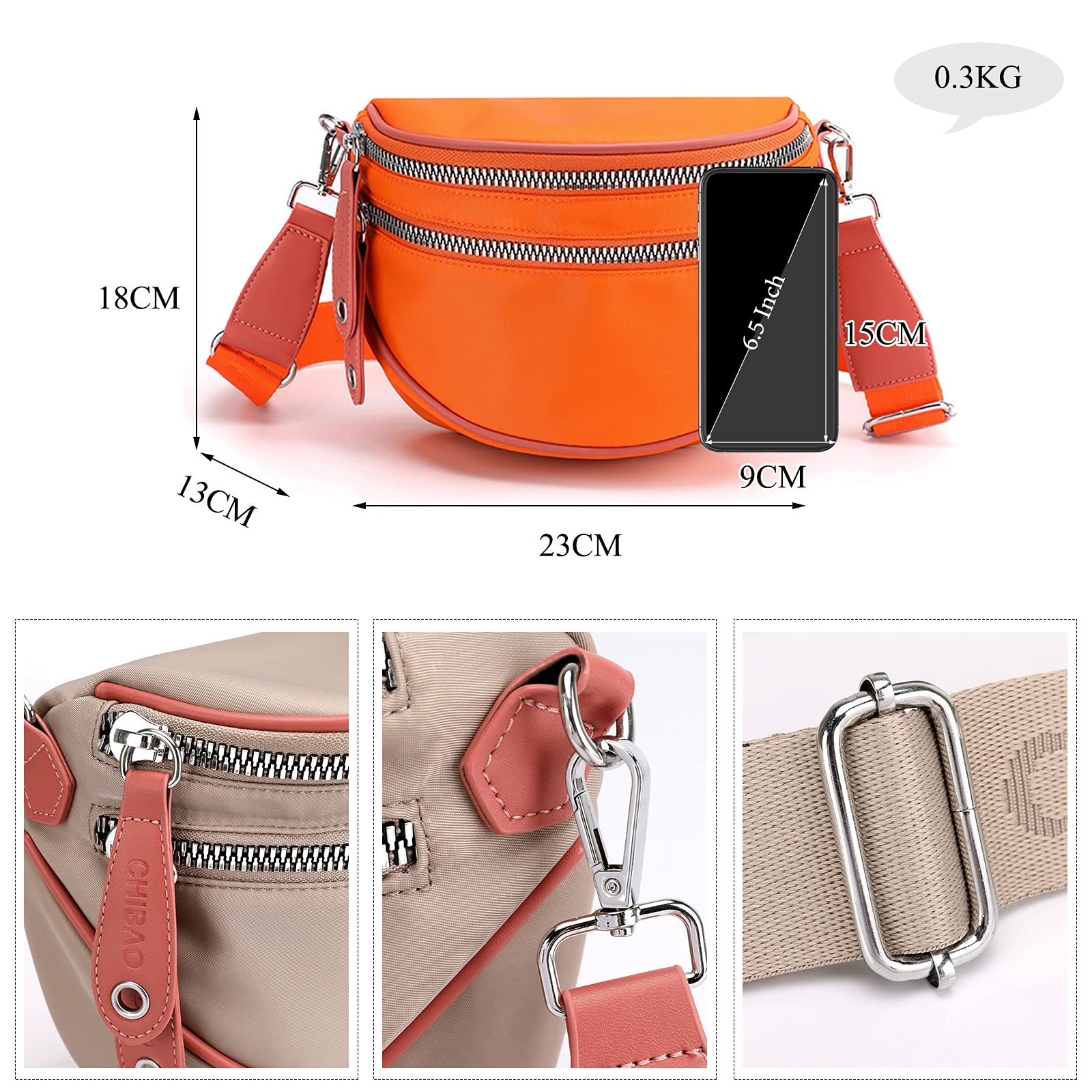 FANDARE Léger Sac à Bandoulière Polyvalent Sacs D'épaule Besaces Poitrine Poche Sling Porté Epaule Sacoche Les Adolescents Hommes Femmes Imperméable Nylon pour Voyage École Sports Crossbody