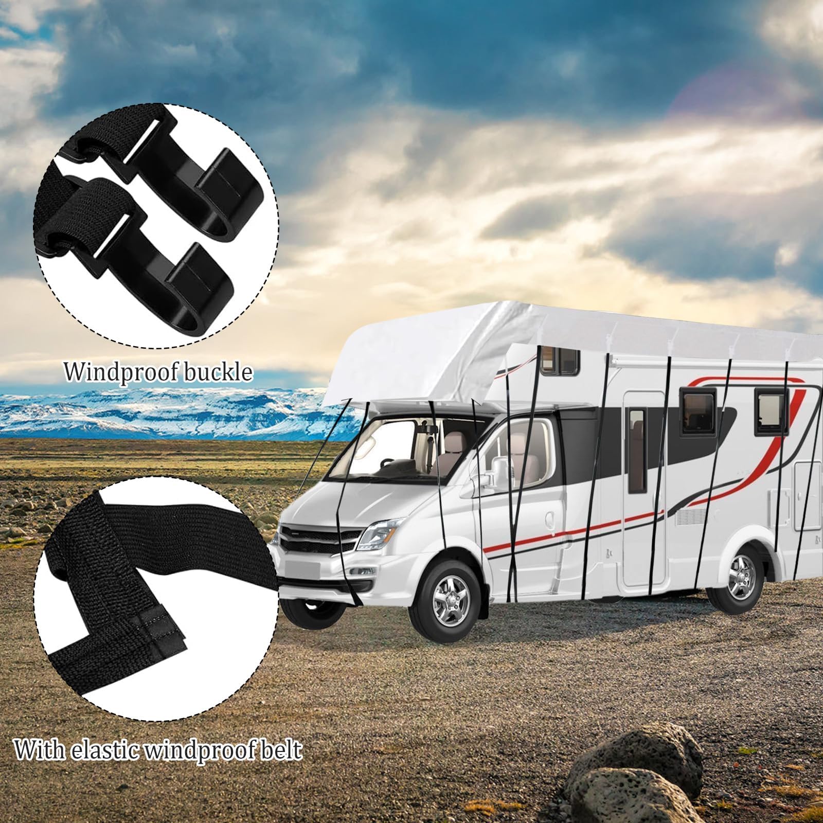 Wohnwagen Plane Hochwertige Schutzhülle,Dachabdeckung Wohnwagen,100% Wetterfeste Wohnwagenabdeckung,für Ihr Wohnmobil Universelle Passform,Silber,11 * 3.3m