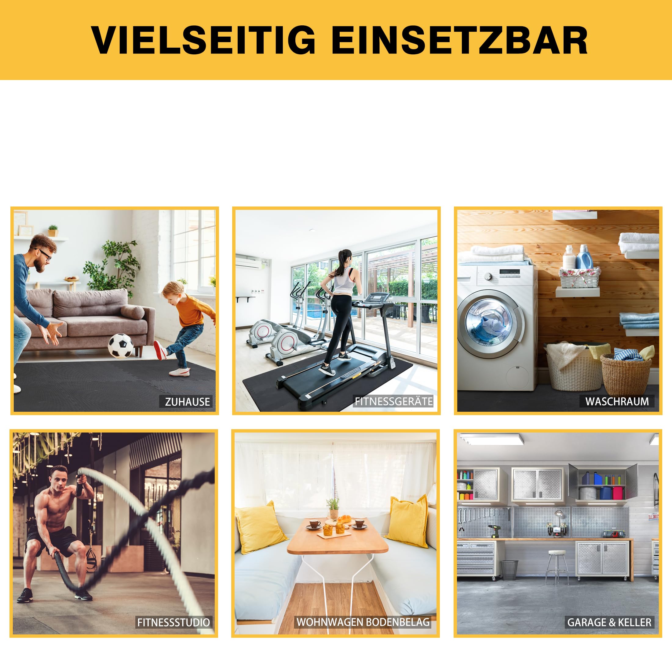 Tappetino Puzzle Fitness BodenMax - Pavimentazione EVA Per Palestra Casa 58x58cm Grigio/Nero - Foto 8