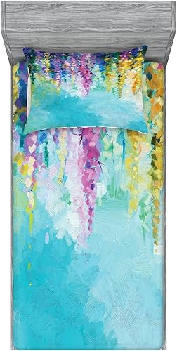 Ambesonne Juego de sábanas y fundas de almohada multicolor