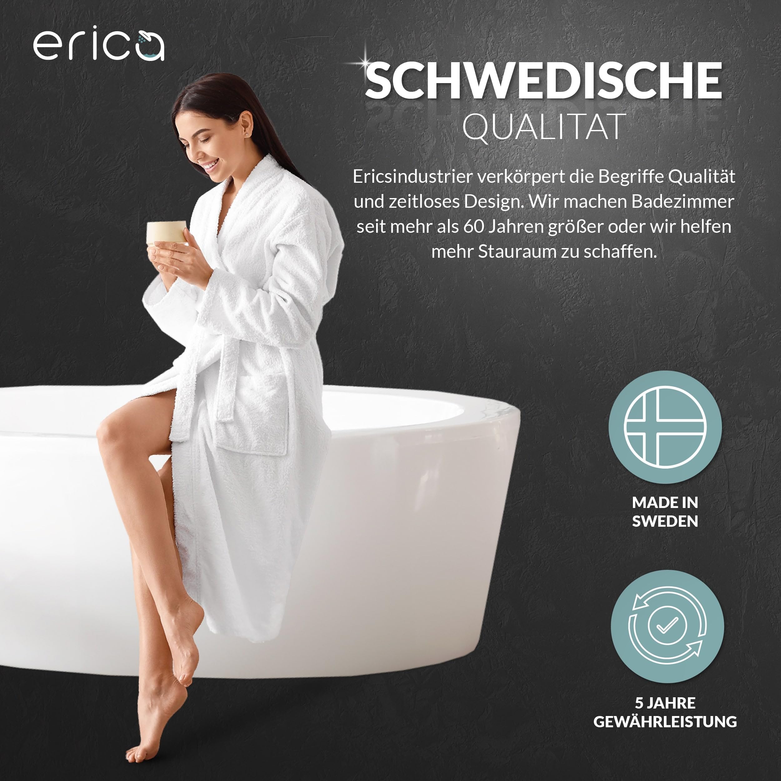Erica Duschvorhangstange L form 70x90, 70x160 oder 90x140 cm, Duschvorhang stange für Badewannen geeignet, Duschstange über Eck, Weiße Pulverbeschichteter Stahl, Ohne Bohren