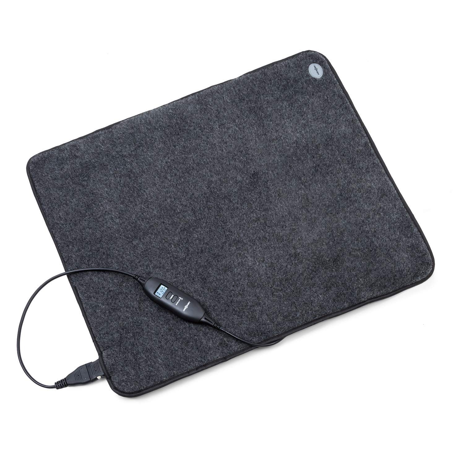 oneConcept Magic Carpet DLX - Tappeto Riscaldante, Tappetino Elettrico, 60 x 70 cm, Potenza: 100 Watt, 4 Livelli di Temperatura, Funzione Timer, Display LCD, Antiscivolo, Antracite