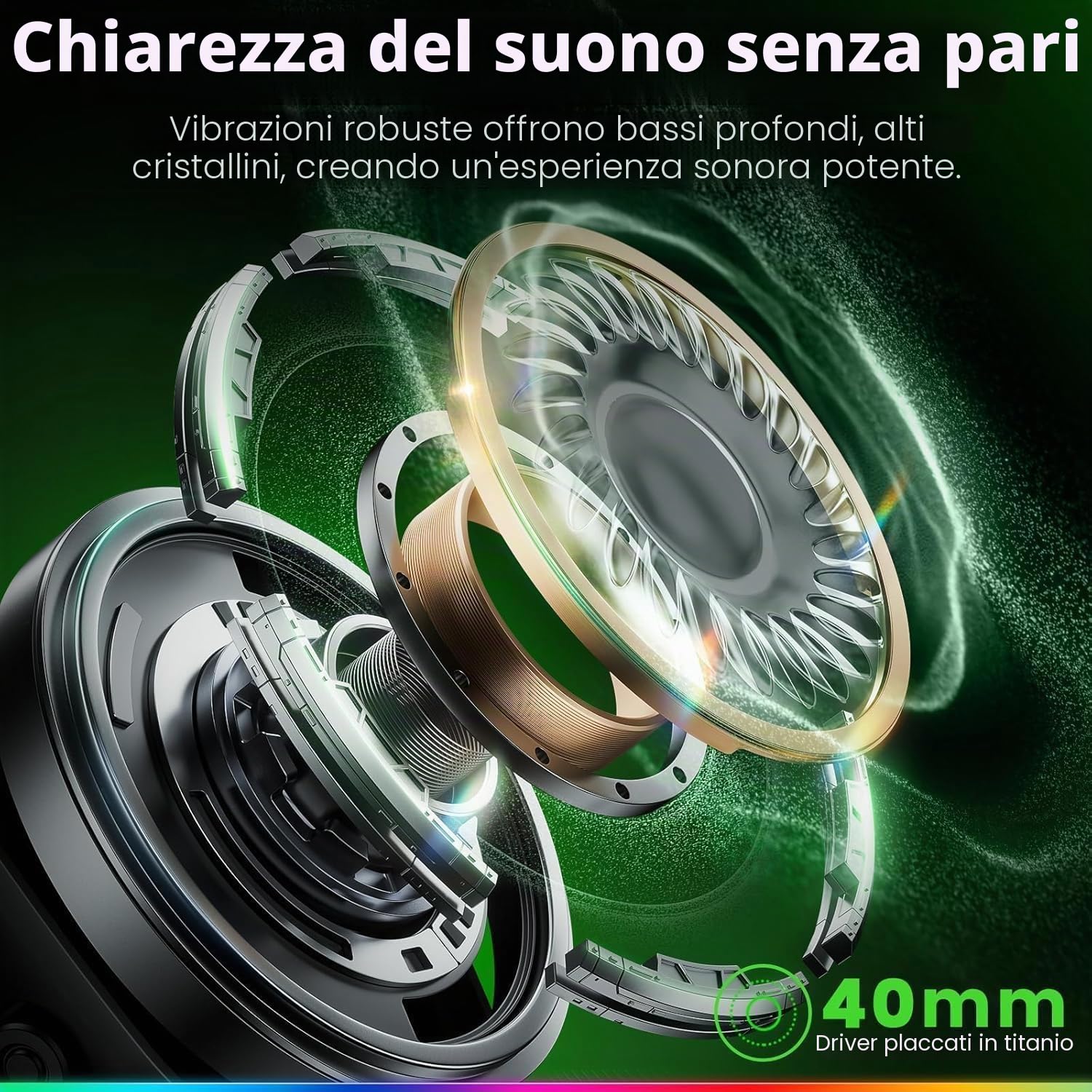 WESEARY WG4 Cuffie Gaming Wireless, 2,4 GHz Cuffie con Microfono per PS5, PS4, PC, Switch, Mac, Mobile, Stereo Cuffie Bluetooth con Luce LED, Batteria da 45 Ore