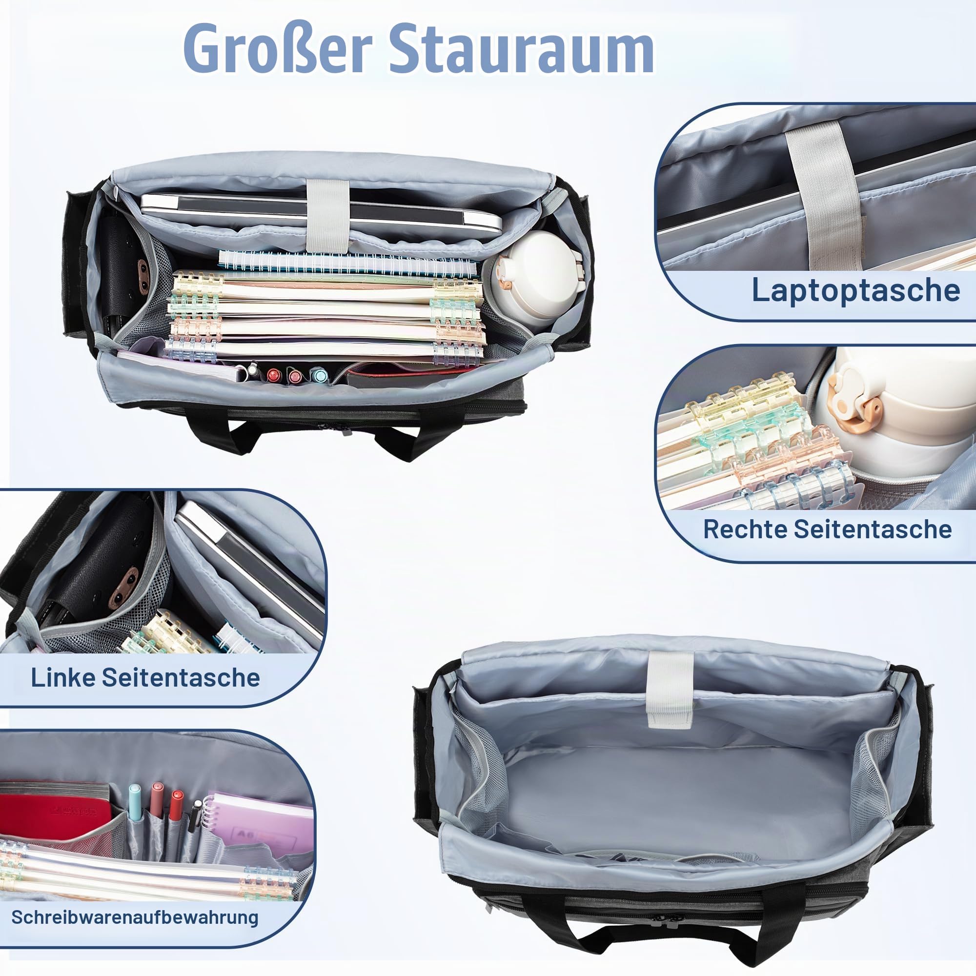 Trunab Lehrertasche mit Erweiterter Aktenordnertasche, Grau