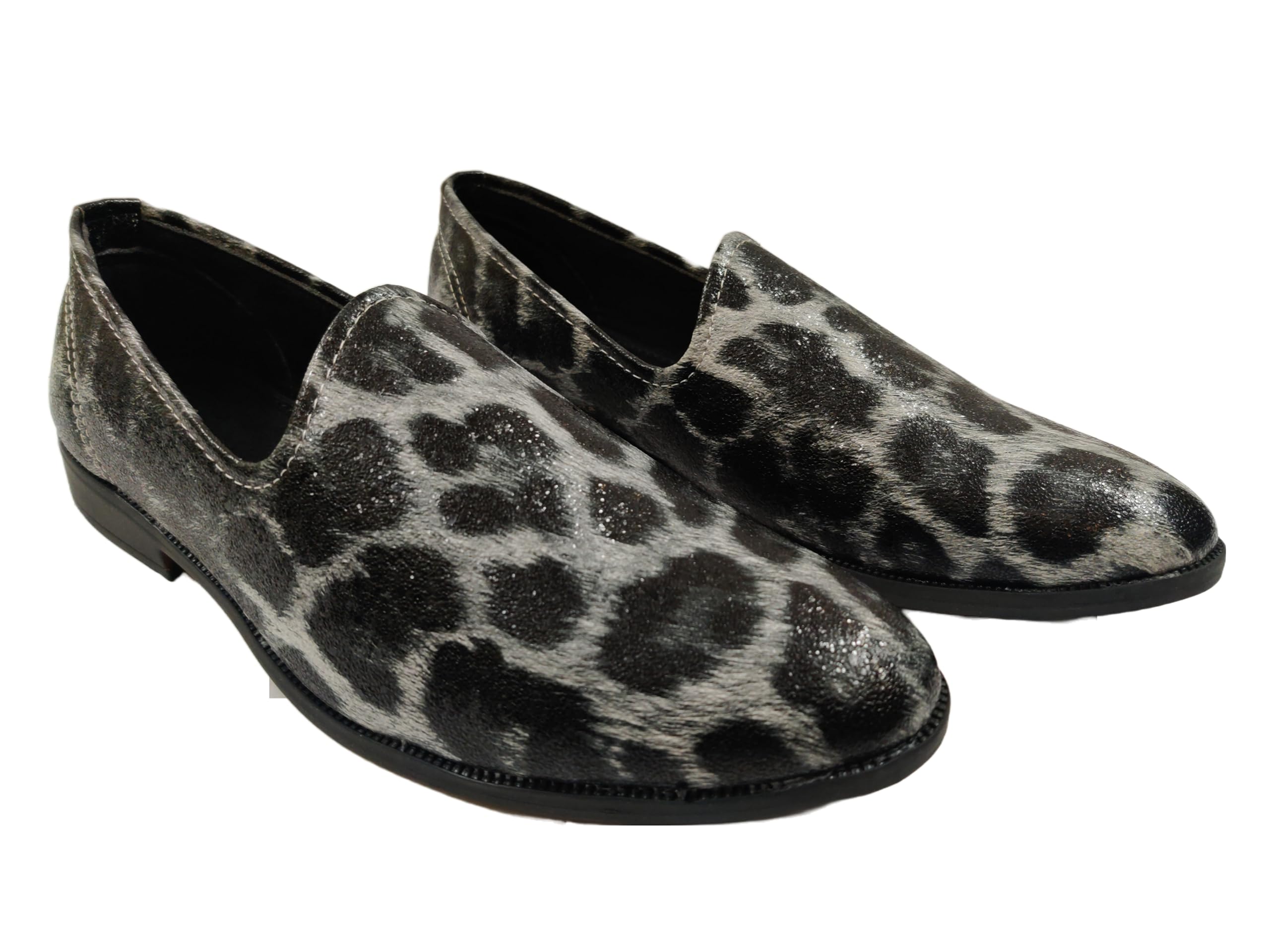 VELOUR INDIA Cheetah Inspired Textured Slipon Loafer Shoes for Men (9) White 3
