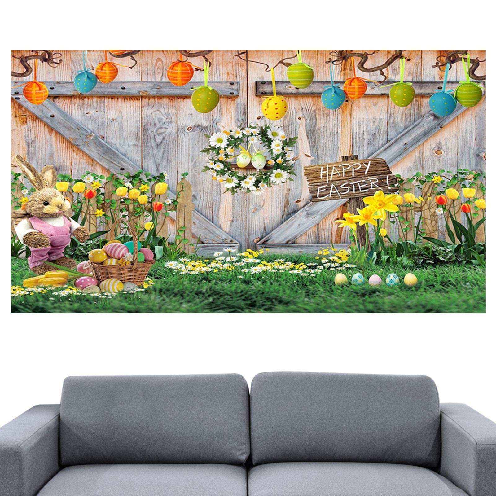 2Pcs Happy Easter Banner Pasqua Appeso Decorazione Uovo di Pasqua Festone Ghirlanda Decorazioni di Pasqua per la Casa Forniture per feste di Pasqua